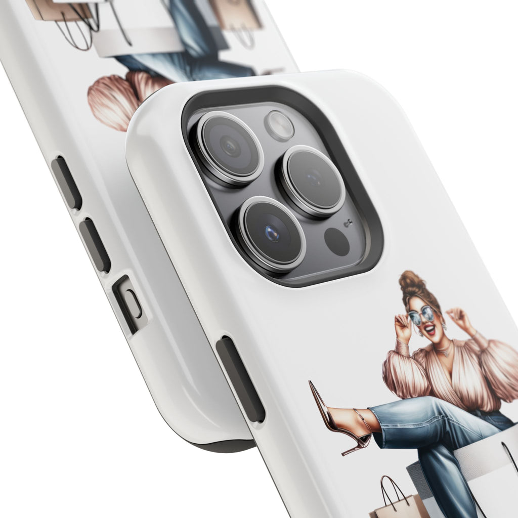 Magnetic Impact-Resistant Case — Luxury Shopper Goddess on Clouds Phone Cover