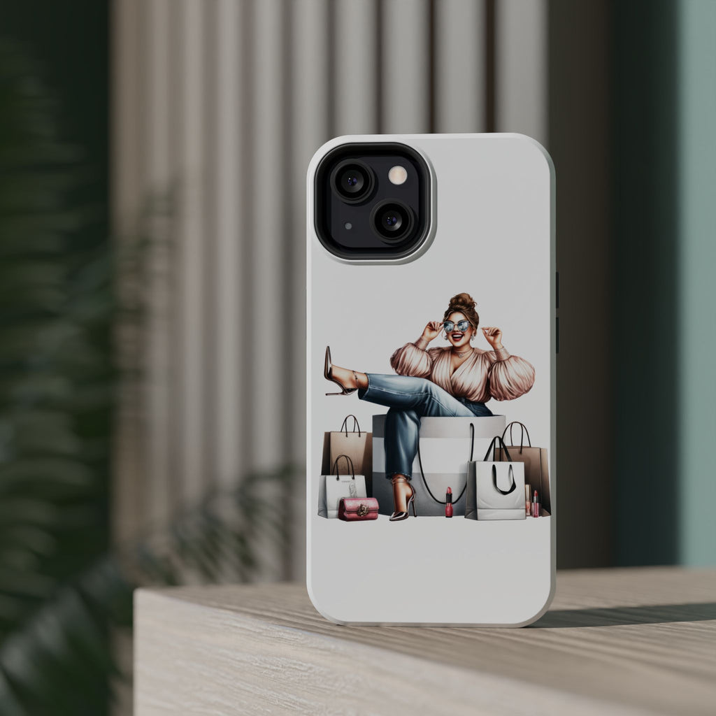 Magnetic Impact-Resistant Case — Luxury Shopper Goddess on Clouds Phone Cover