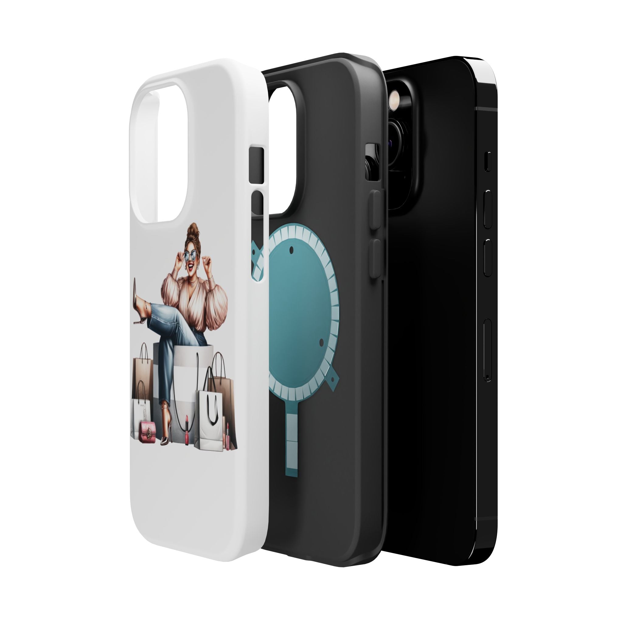 Magnetic Impact-Resistant Case — Luxury Shopper Goddess on Clouds Phone Cover