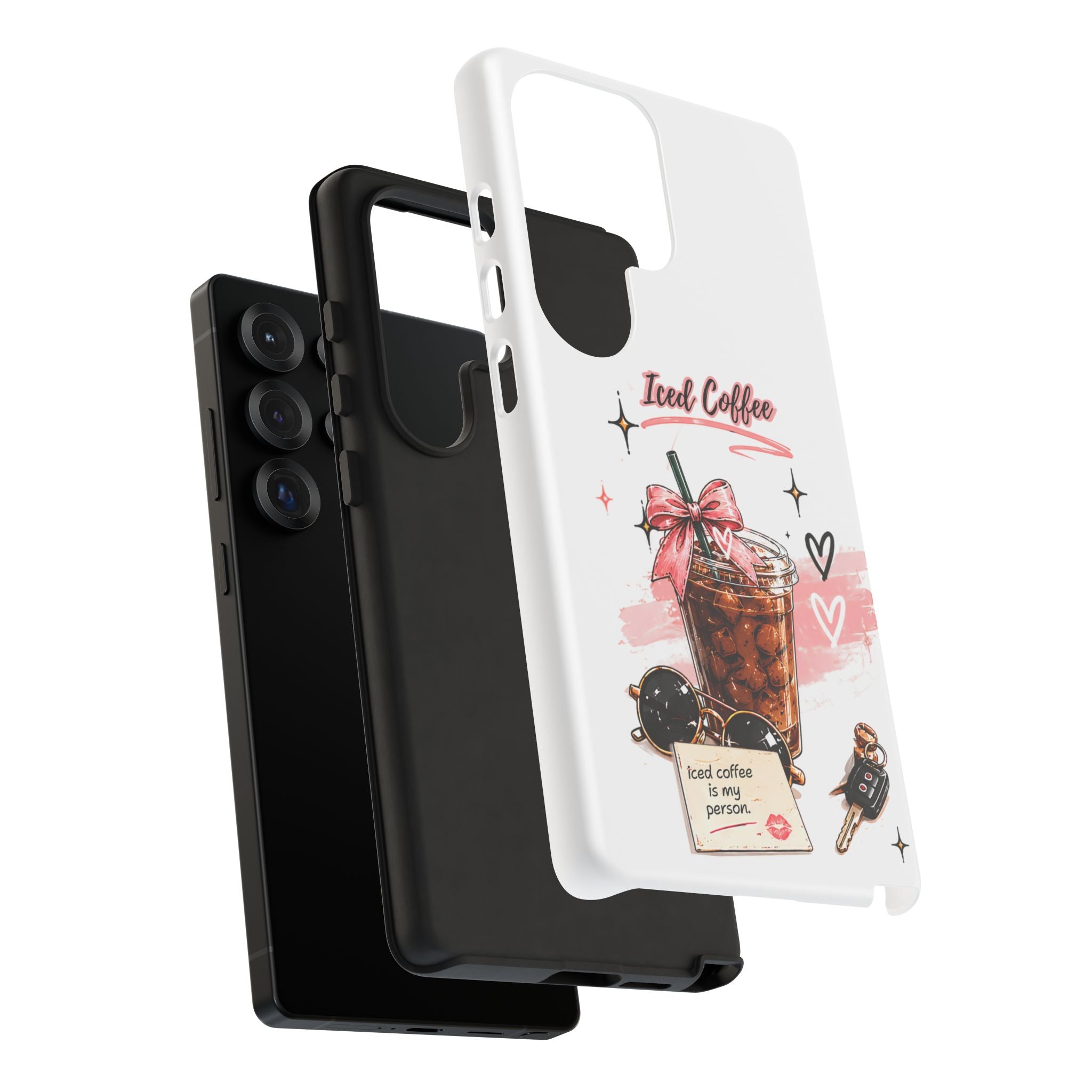 Iced Coffee Phone Case – Cute Pink Boba Design ("Iced coffee is my person")
