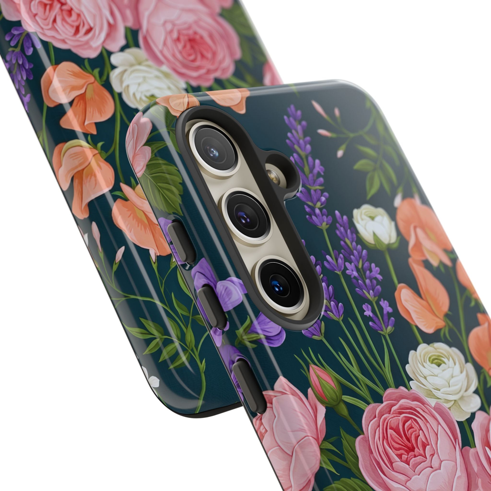 Floral Bouquet Phone Case — Vintage Roses & Lavender Protective Cover