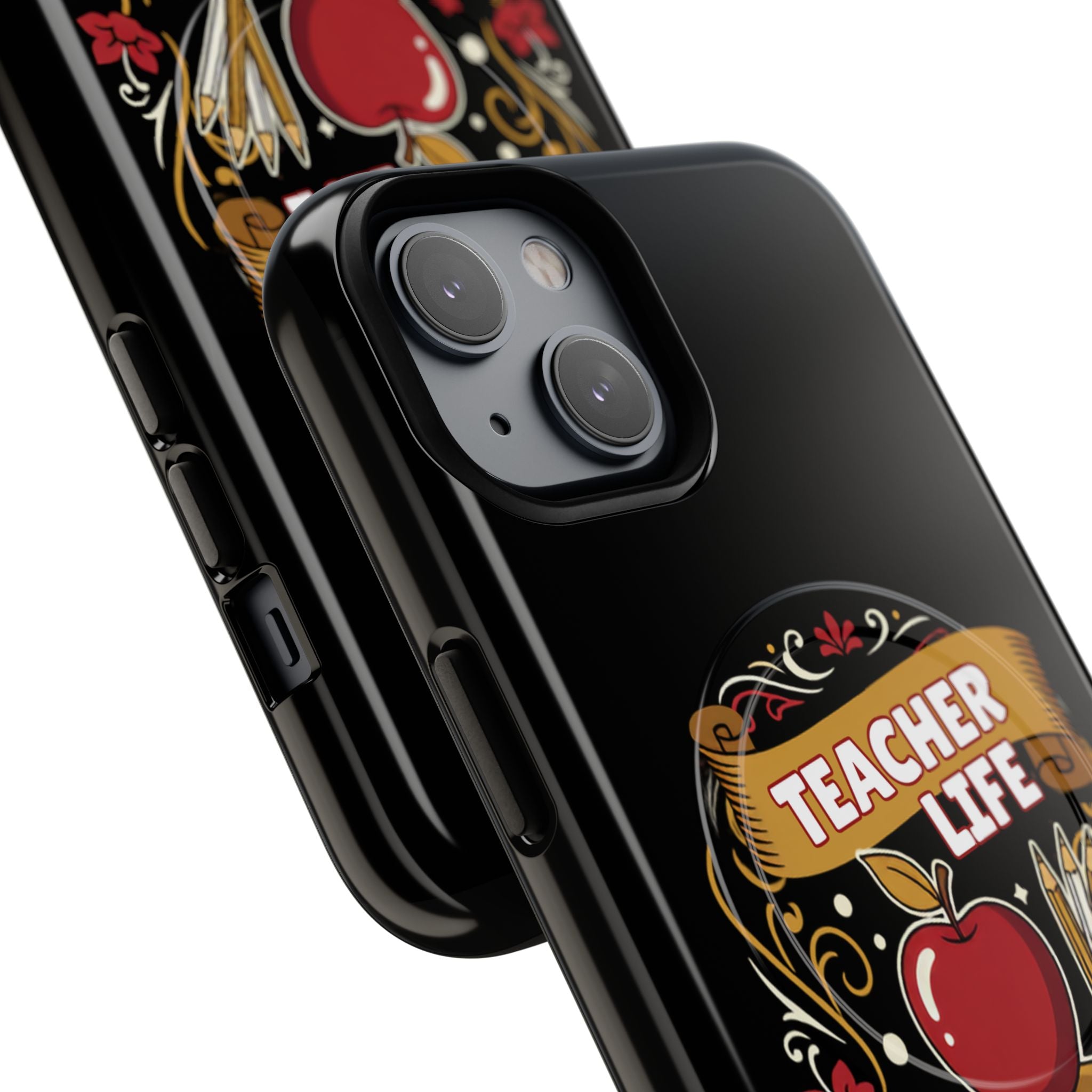 Teacher Life Phone Case - Tough Magnetic Protective Cover with Apple & Books Design