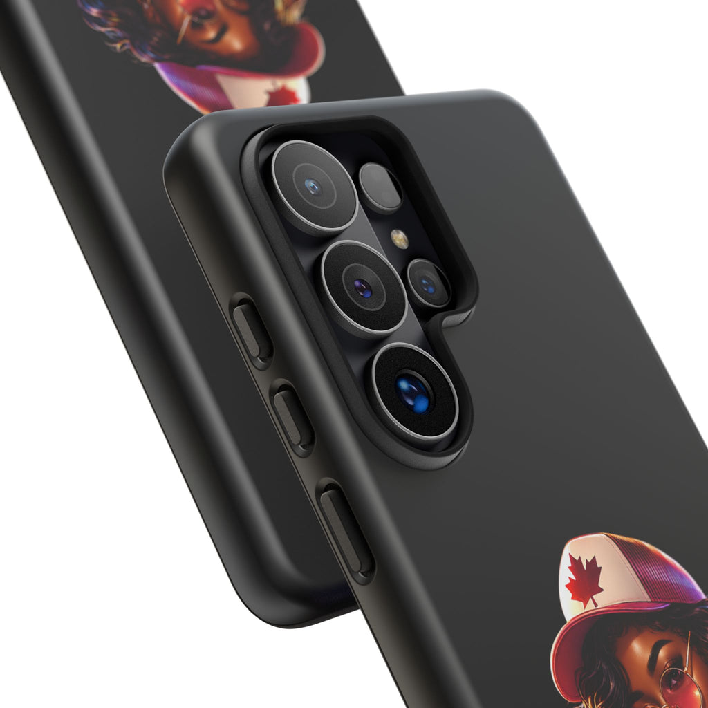 Canadian Vibes Phone Case — Afrobeat Girl with Headphones & Passport Design