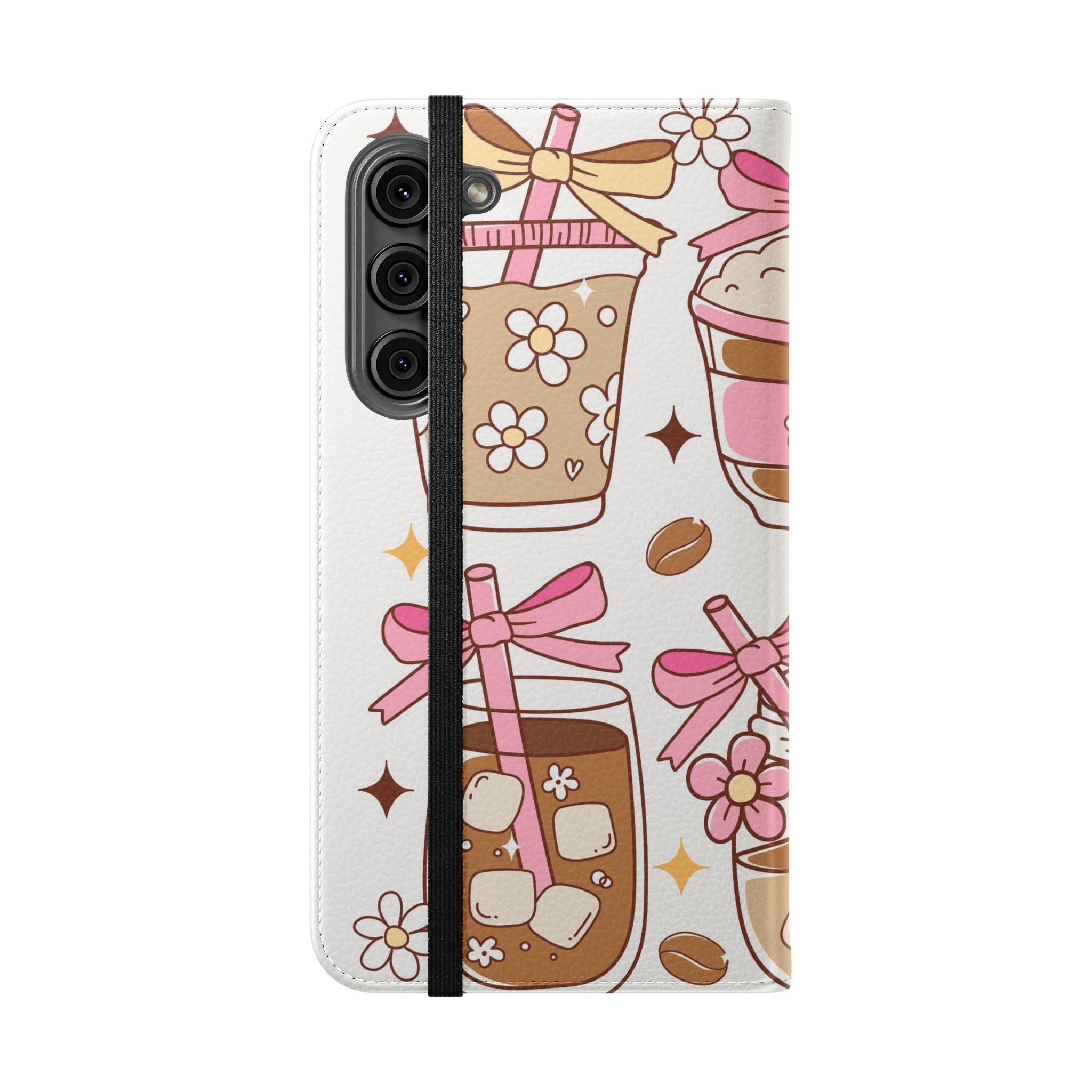 Cute Coffee & Latte Flip Phone Case – Cozy Boba & Dessert Wallet Cover