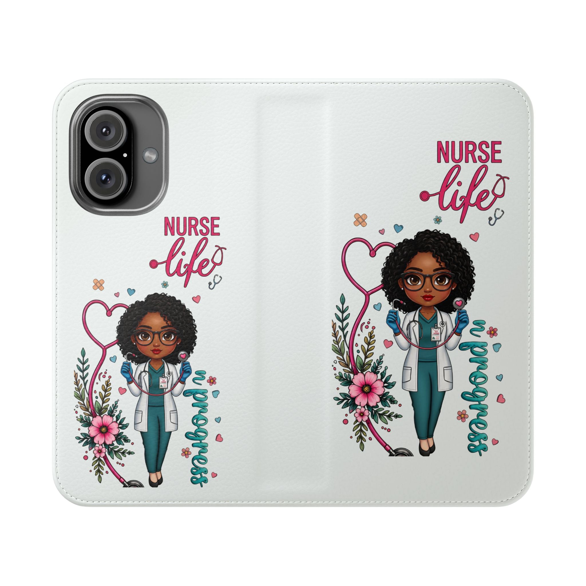 Nurse Life Floral Flip Phone Case - Medical RN Wallet Cover