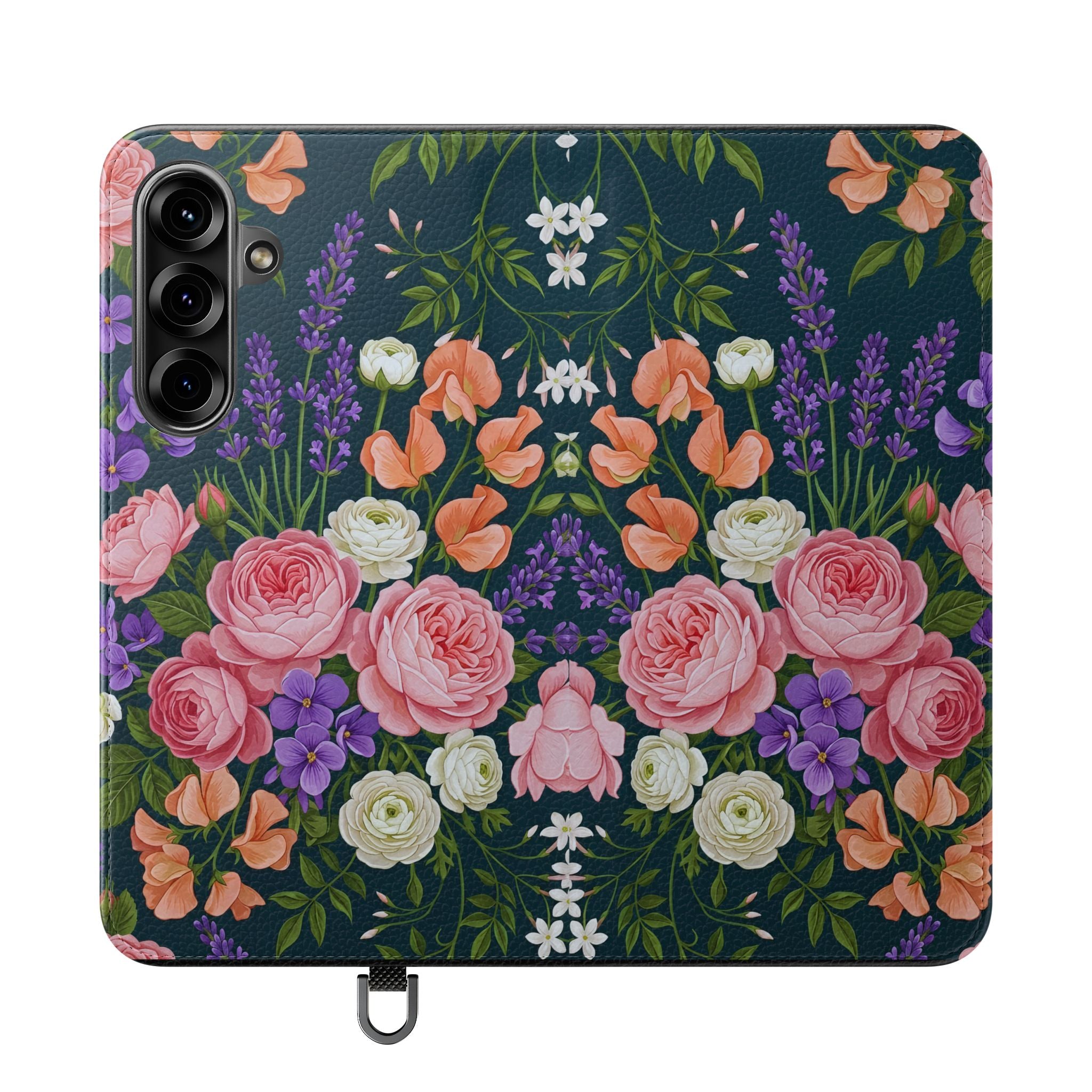 Floral Flip Phone Case -Wallet Cover with Card Slots