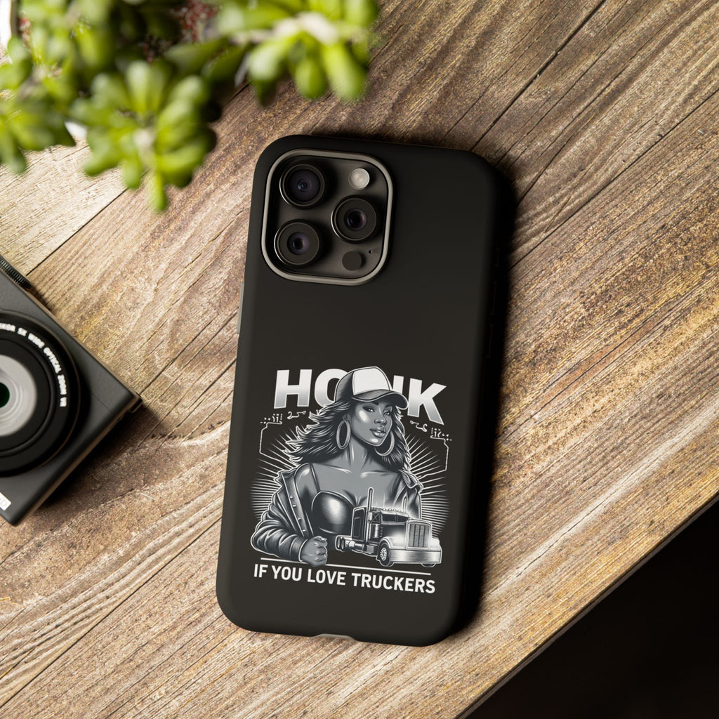 Phone Case — 'Honk' Trucker Girl Retro Semi Truck Protective Case