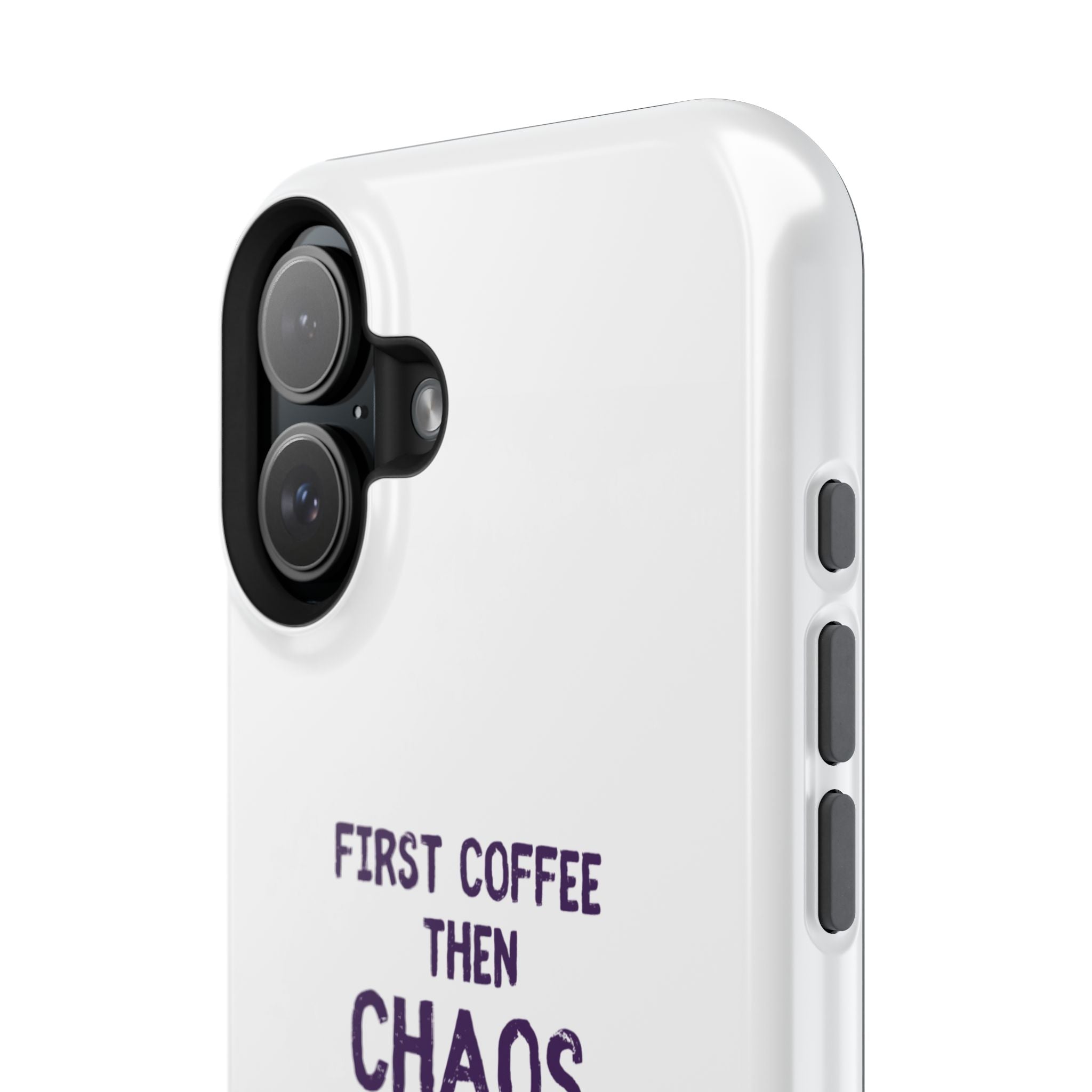 Impact-Resistant Phone Case — "First Coffee Then Chaos" Cute Lizard Coffee Design