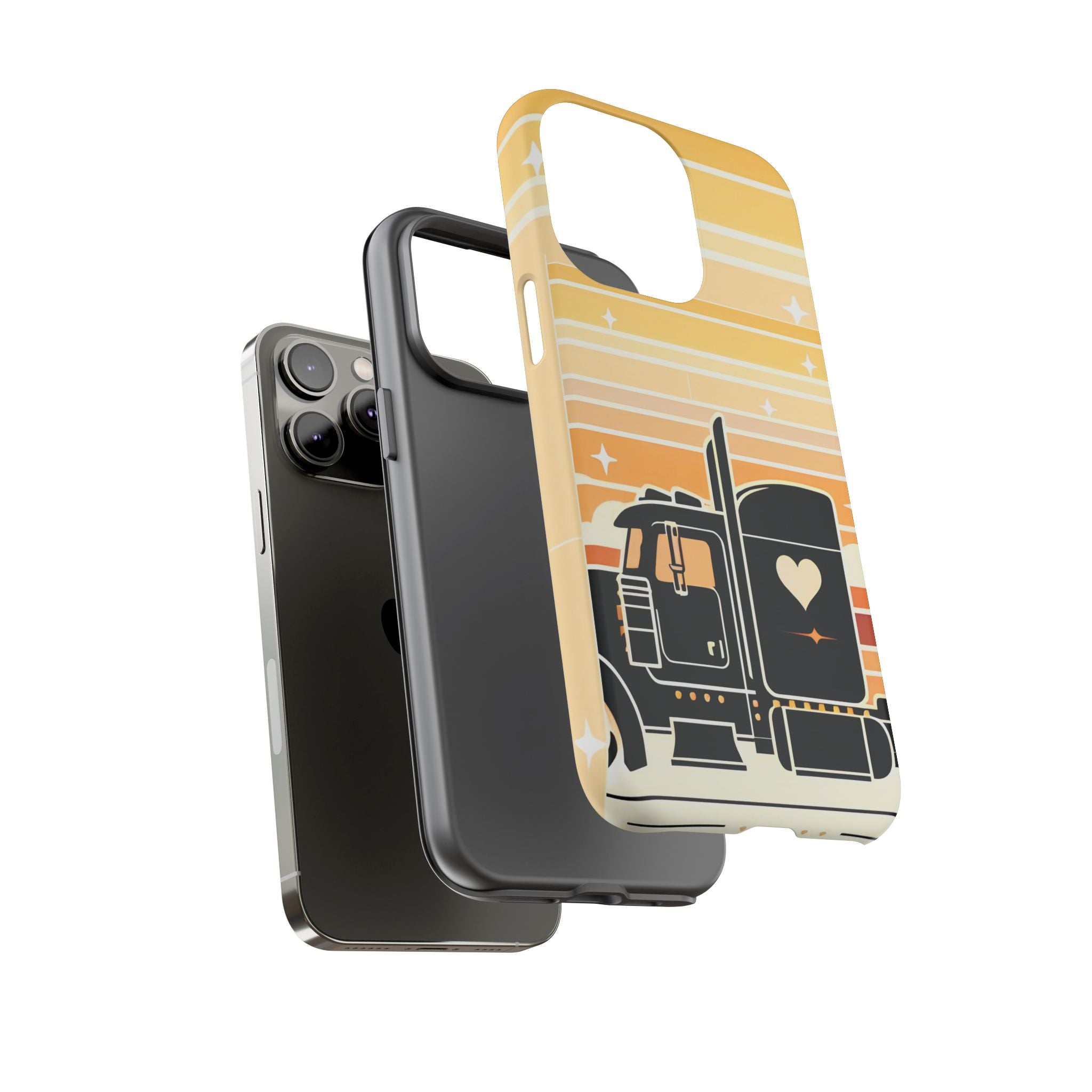Trucker Heart Phone Case — Retro Semi Truck Protective Phone Cover