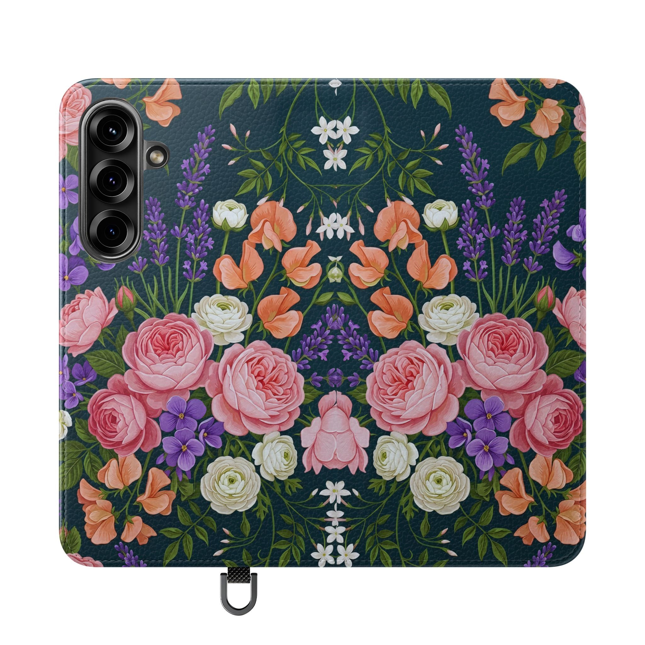 Floral Flip Phone Case -Wallet Cover with Card Slots