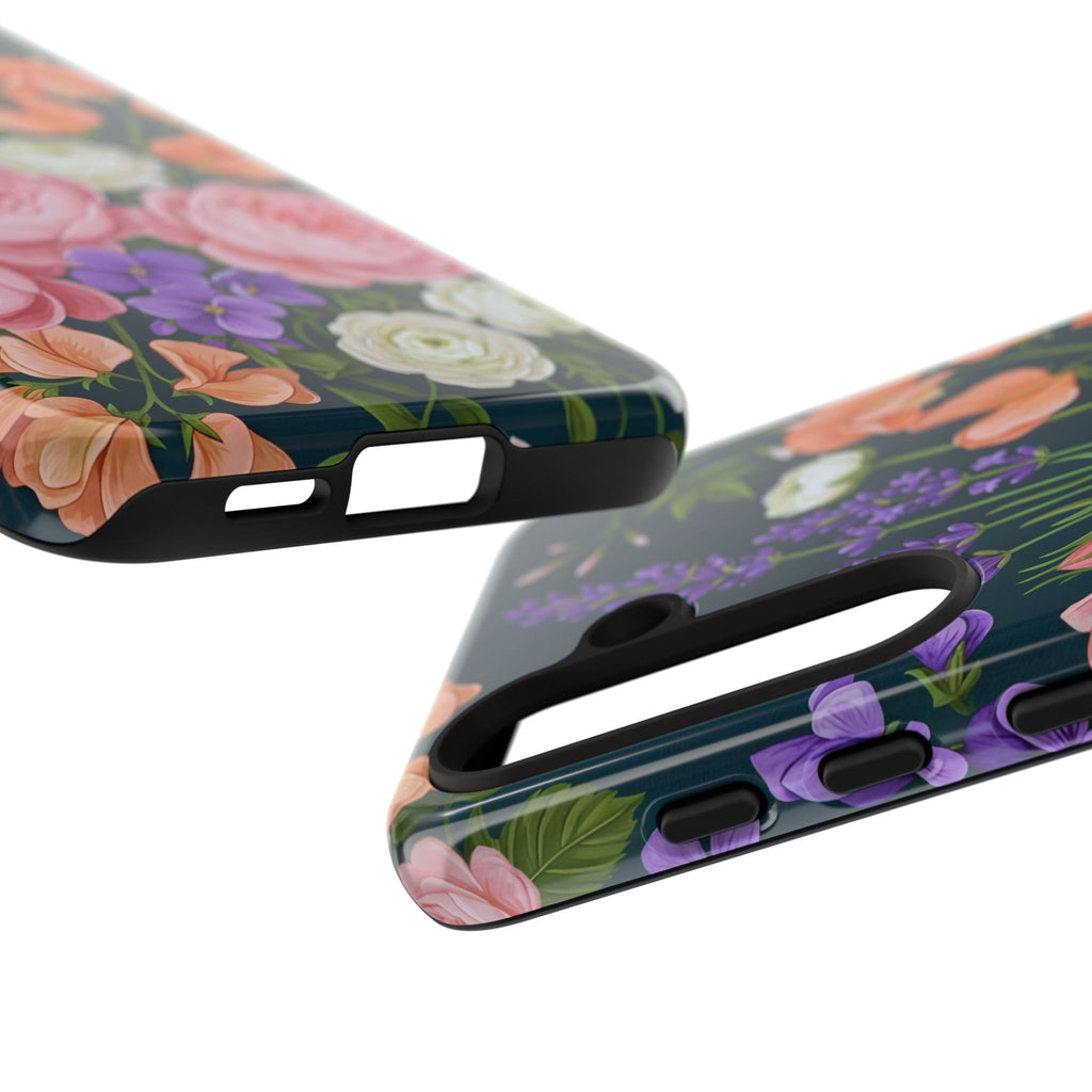 Floral Bouquet Phone Case — Vintage Roses & Lavender Protective Cover