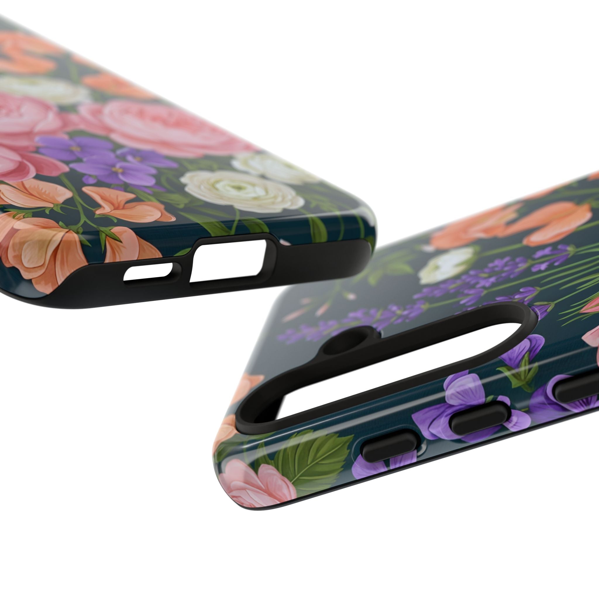 Floral Bouquet Phone Case — Vintage Roses & Lavender Protective Cover