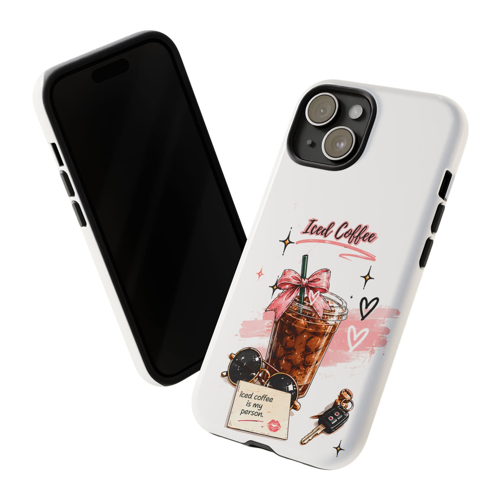 Iced Coffee Phone Case – Cute Pink Boba Design ("Iced coffee is my person")