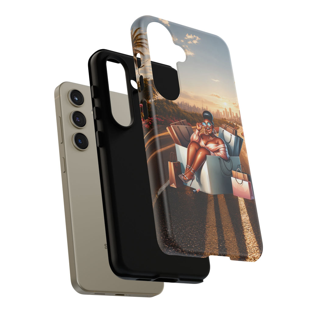 Phone Case — Chic Shopper Illustration on Cloud Background