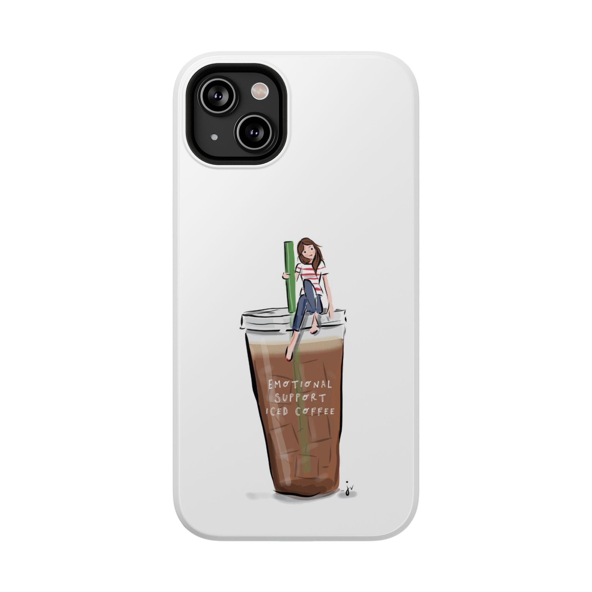Iced Coffee & Me Phone Case — Cute Illustration 'Emotional Support Iced Coffee' Impact-Resistant Case