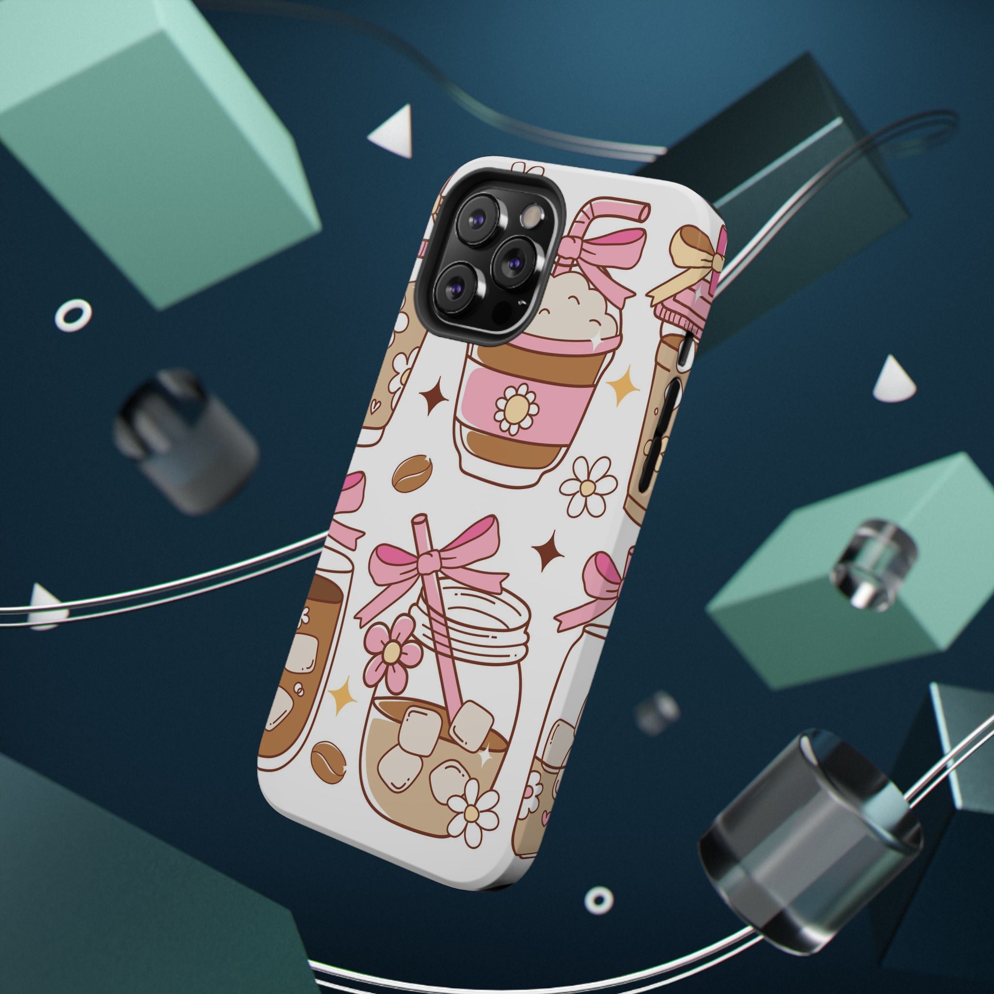 Cute Pink Coffee & Latte Pattern Impact Phone Case