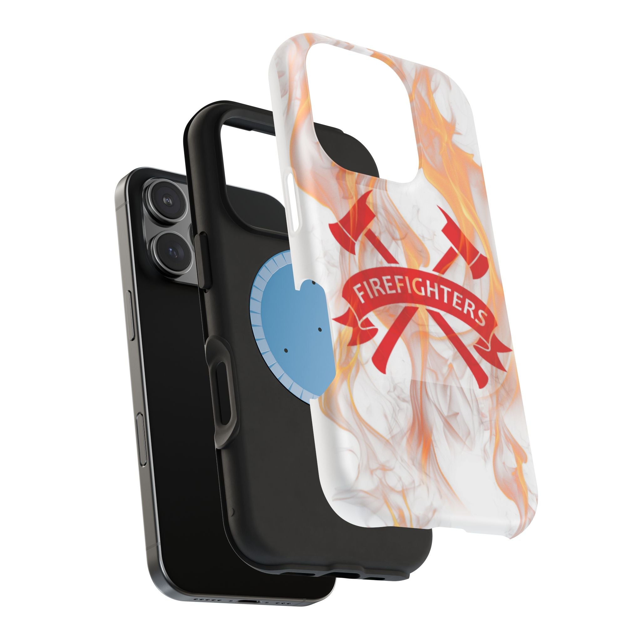 Firefighters Magnetic Impact-Resistant Phone Case — Flame Design with Maltese Cross