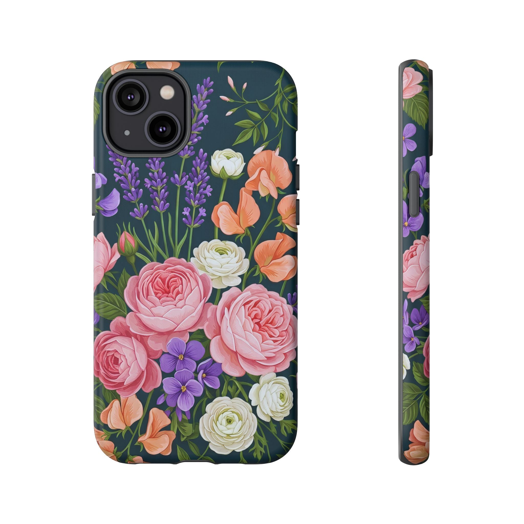 Floral Bouquet Phone Case — Vintage Roses & Lavender Protective Cover