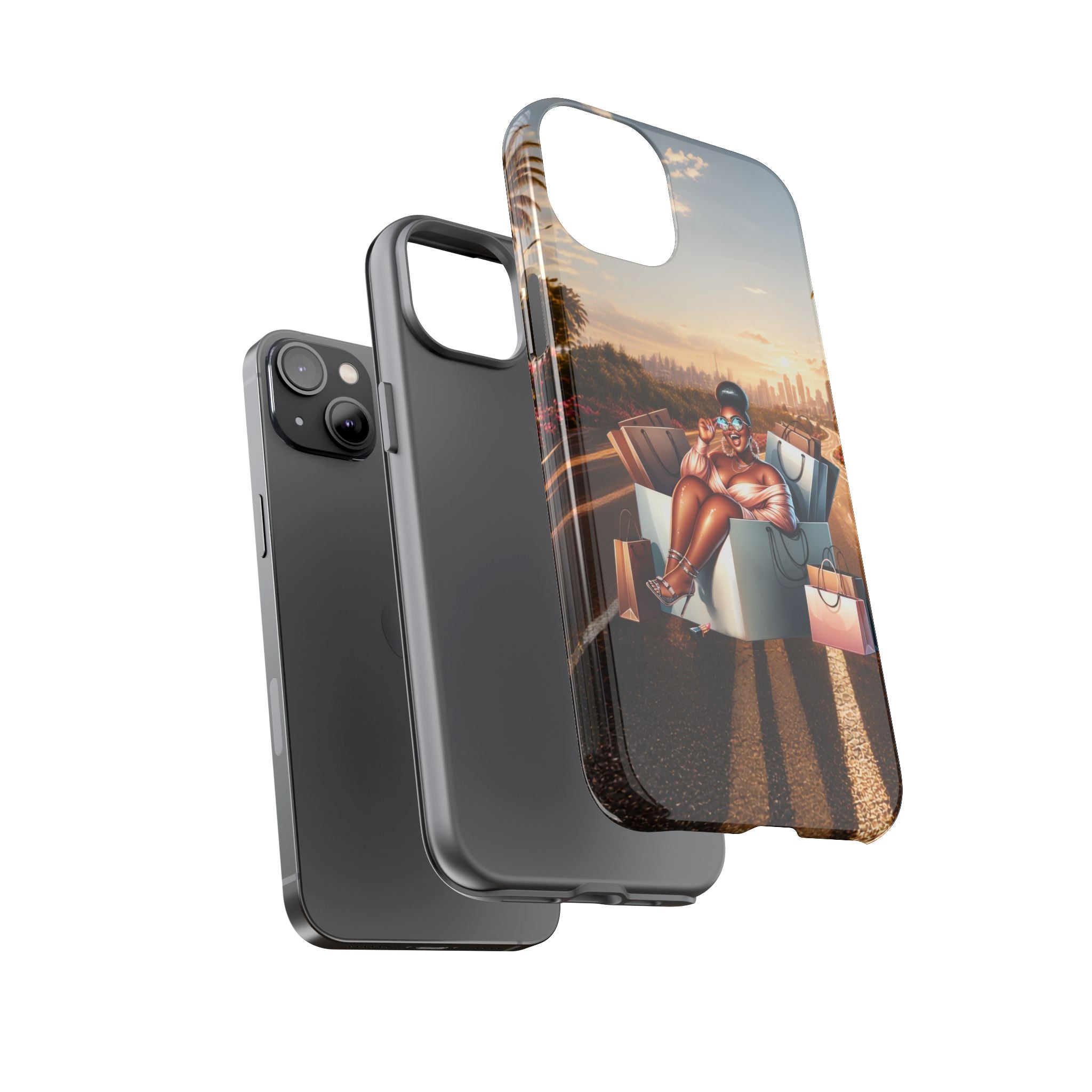 Phone Case — Chic Shopper Illustration on Cloud Background