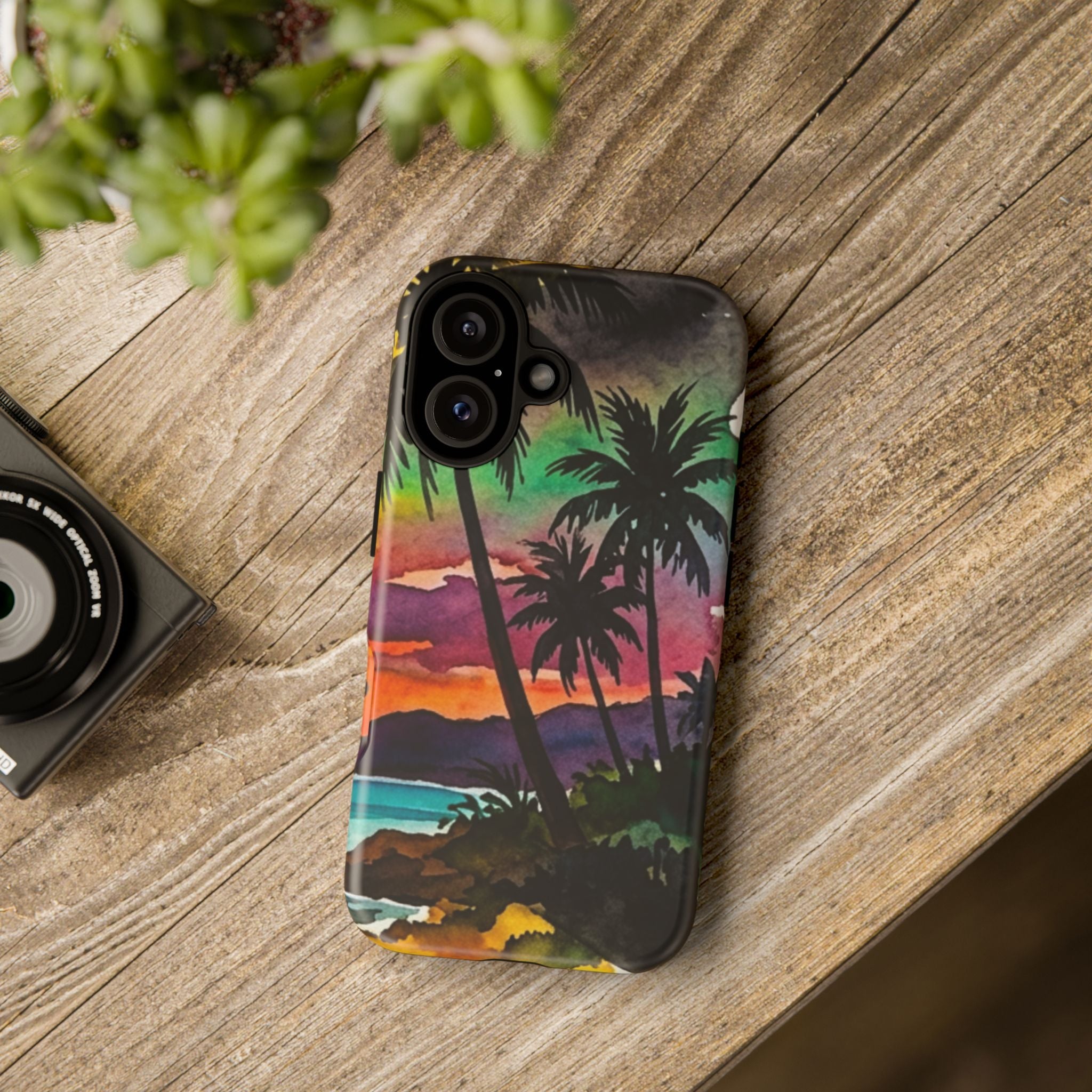 Tropical Sunset Phone Case – Palm Tree Beach Protective Cover
