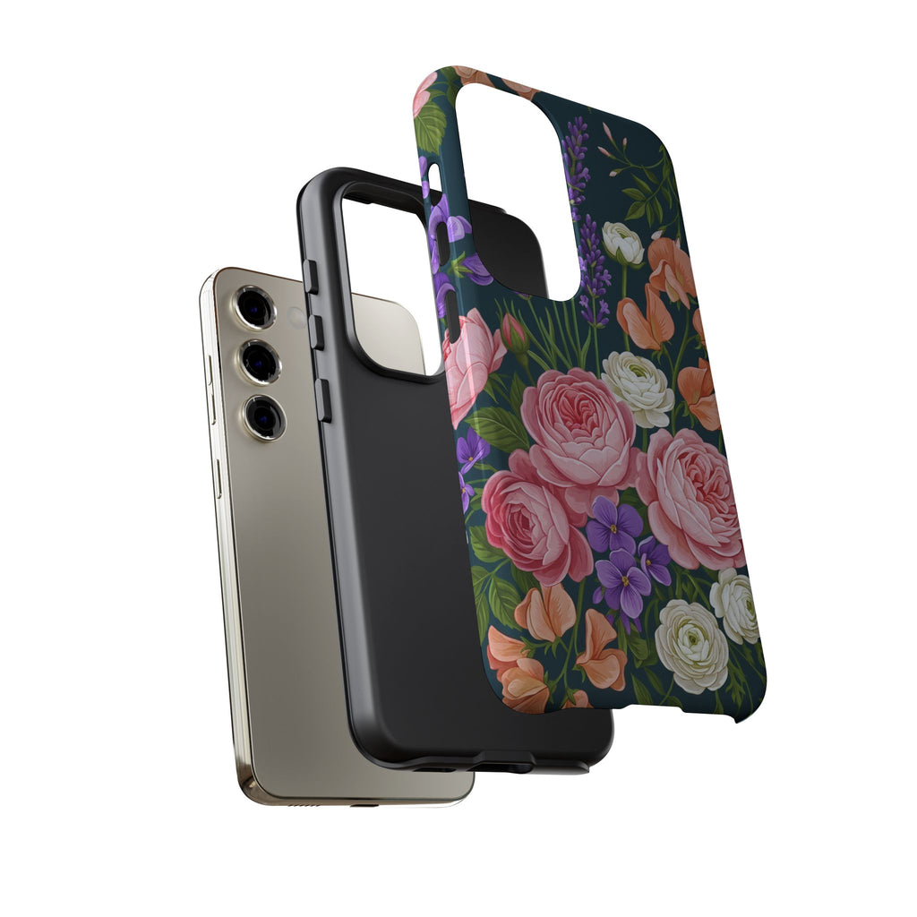 Floral Bouquet Phone Case — Vintage Roses & Lavender Protective Cover
