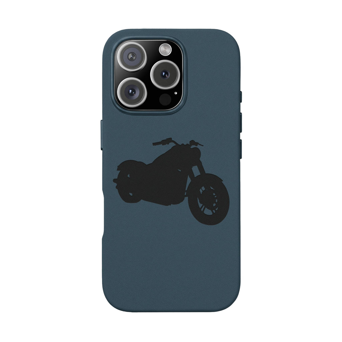 Engraved PU Leather Phone Case — Motorcycle Silhouette