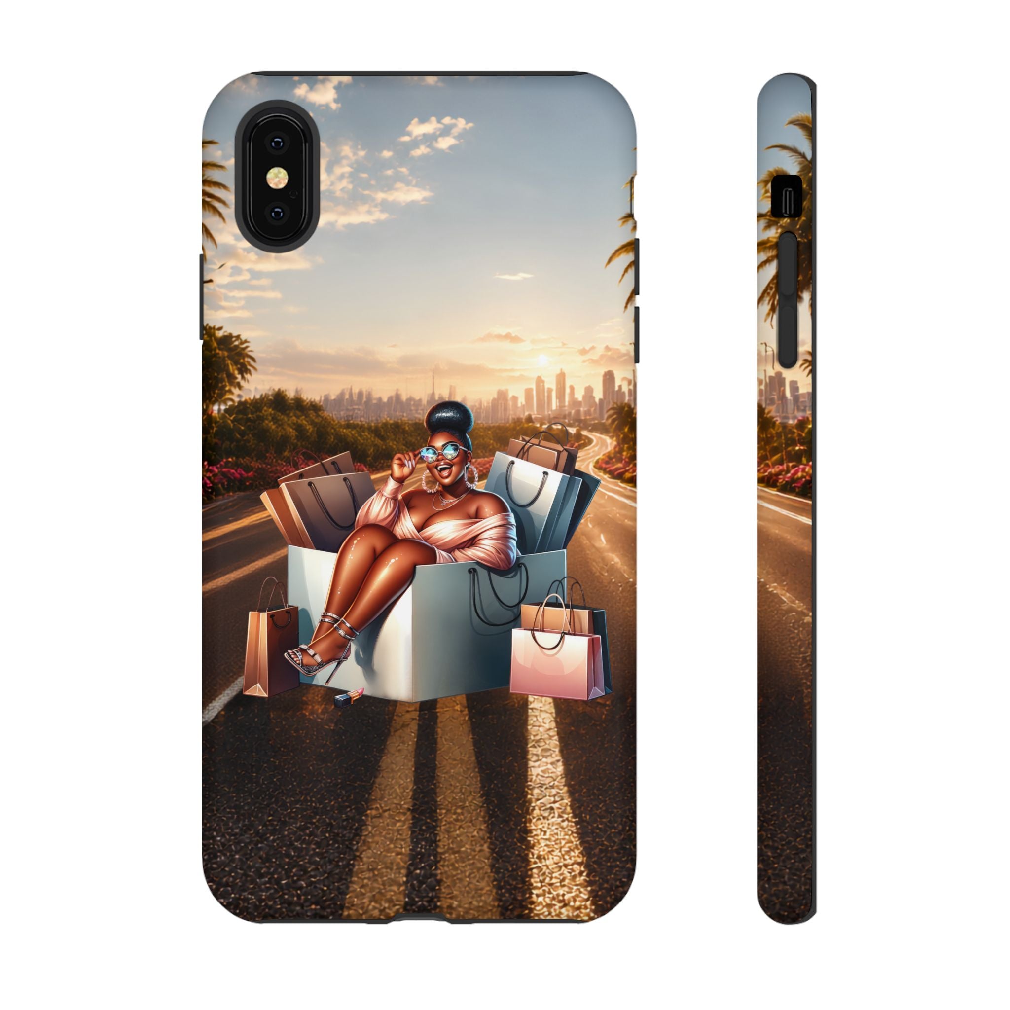 Phone Case — Chic Shopper Illustration on Cloud Background