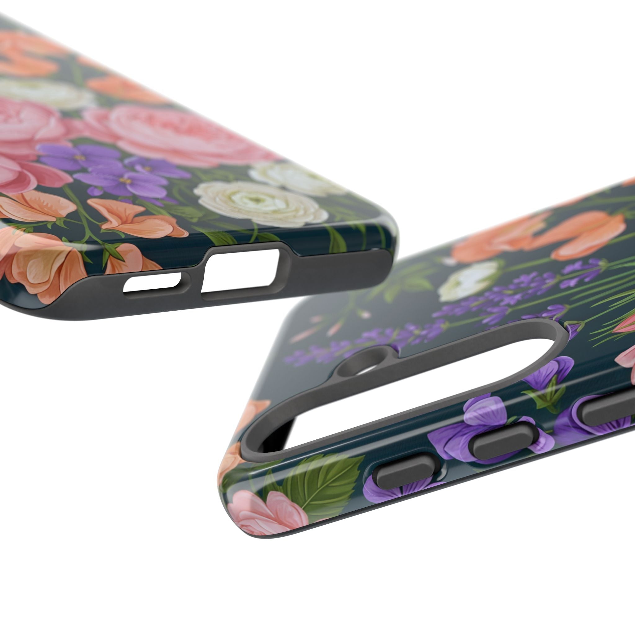 Floral Bouquet Phone Case — Vintage Roses & Lavender Protective Cover