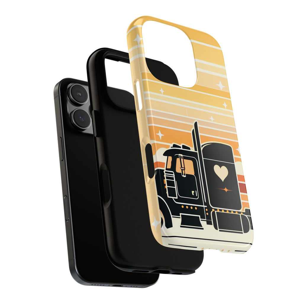 Trucker Heart Phone Case — Retro Semi Truck Protective Phone Cover