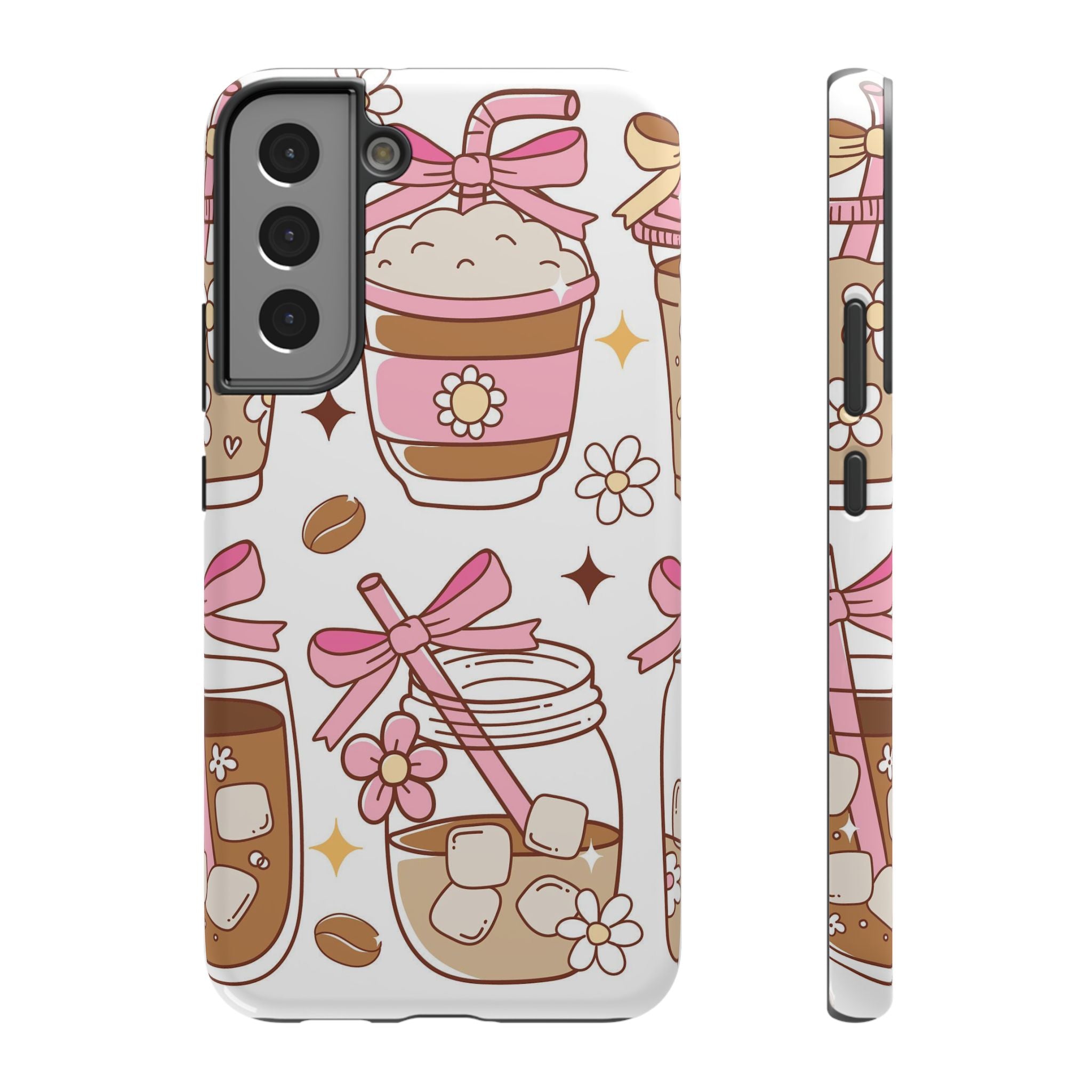 Cute Pink Coffee & Latte Pattern Impact Phone Case