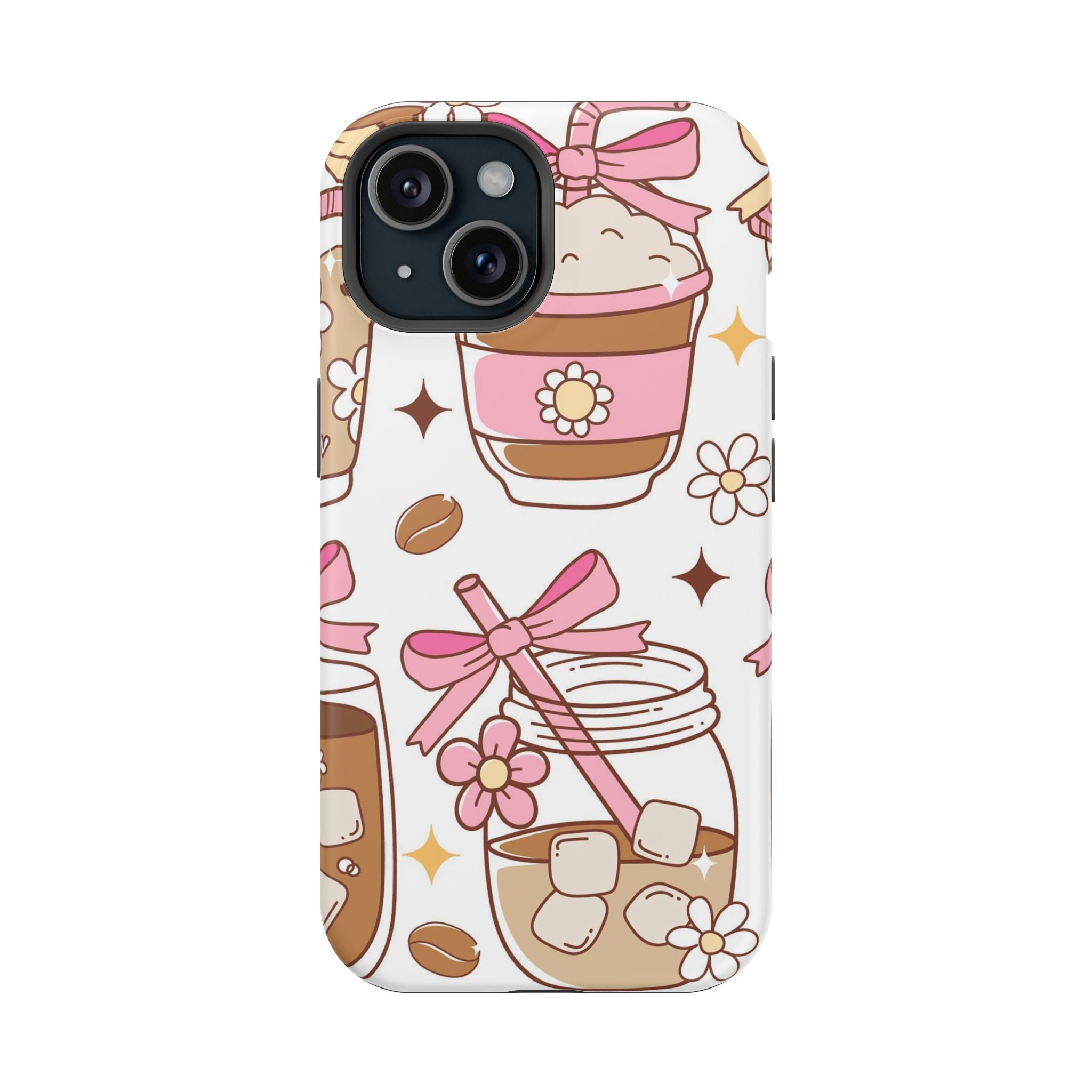 Cute Pink Coffee & Latte Pattern Impact Phone Case