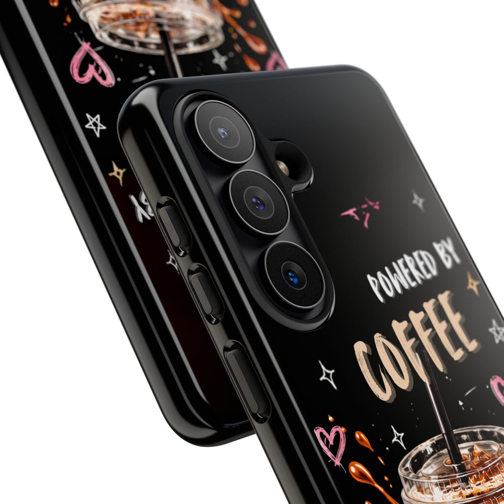 Phone Case — "Powered by Coffee & Chaos" Iced Coffee Protective Cover