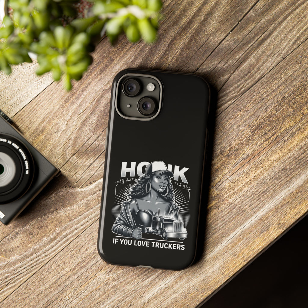 Phone Case — 'Honk' Trucker Girl Retro Semi Truck Protective Case