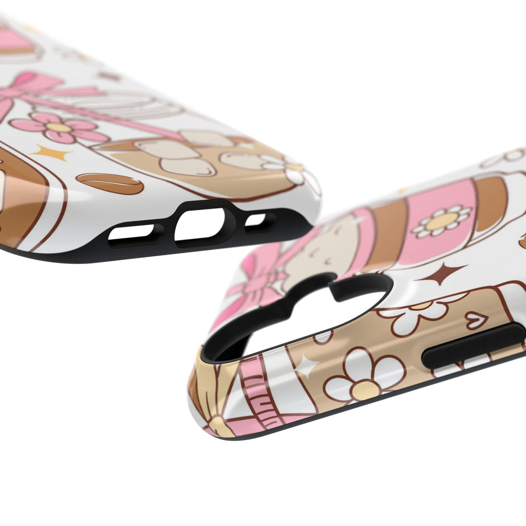 Cute Pink Coffee & Latte Pattern Impact Phone Case