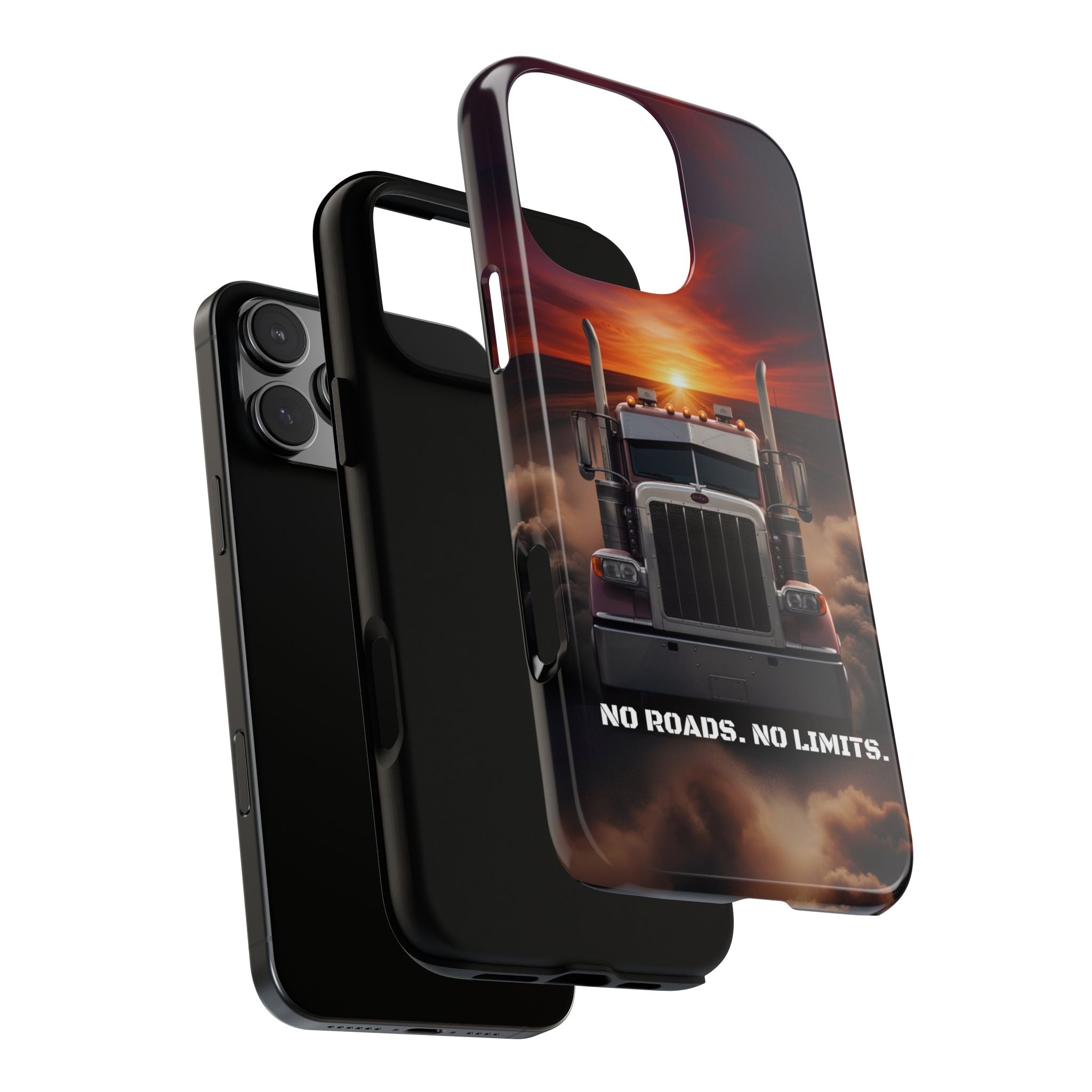 Truck Phone Case — "No Roads. No Limits." Sunset Semi Truck Protective Case