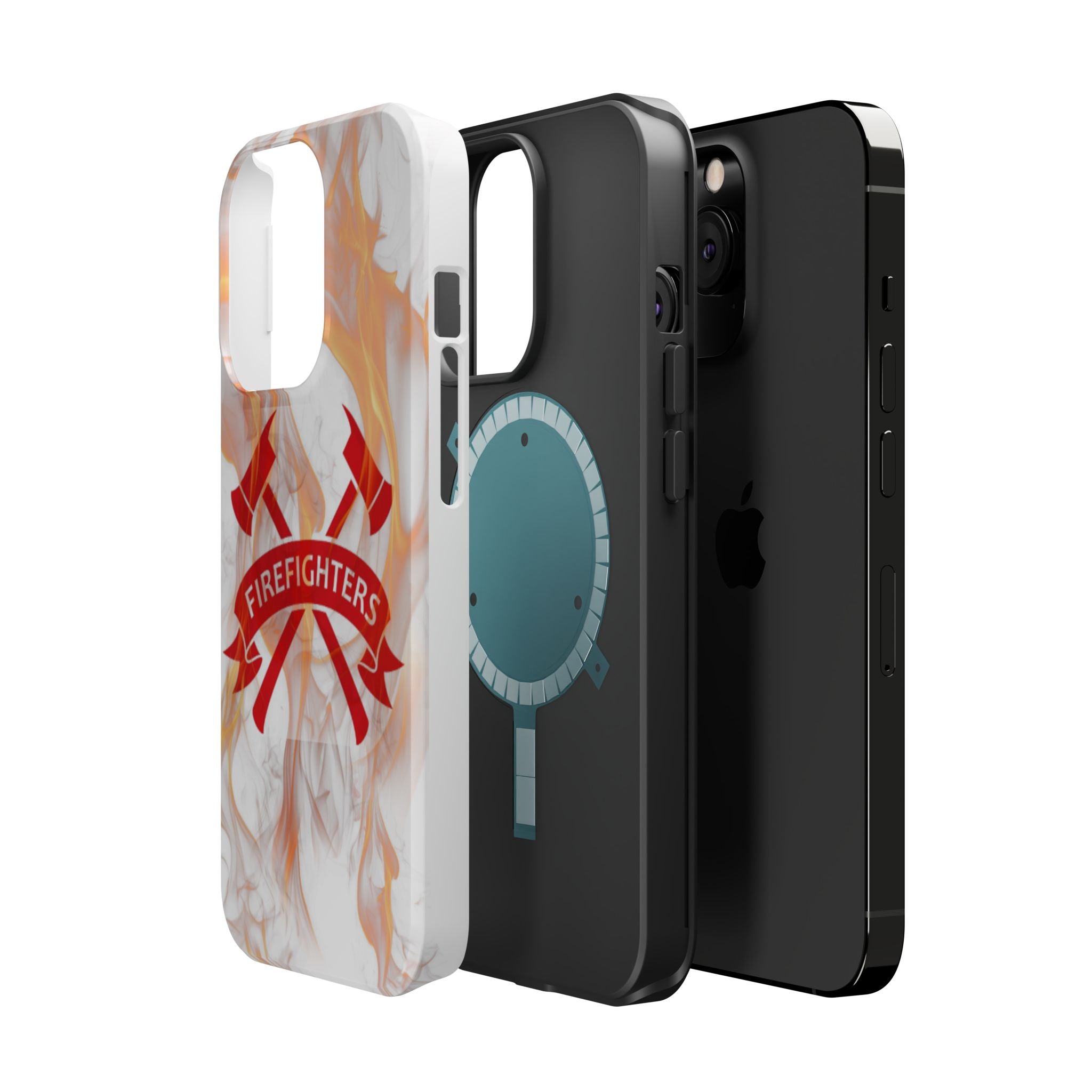 Firefighters Magnetic Impact-Resistant Phone Case — Flame Design with Maltese Cross