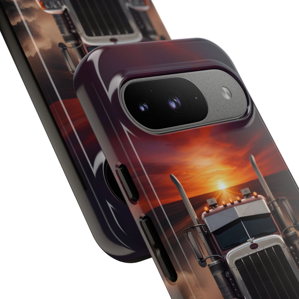 Truck Phone Case — "No Roads. No Limits." Sunset Semi Truck Protective Case