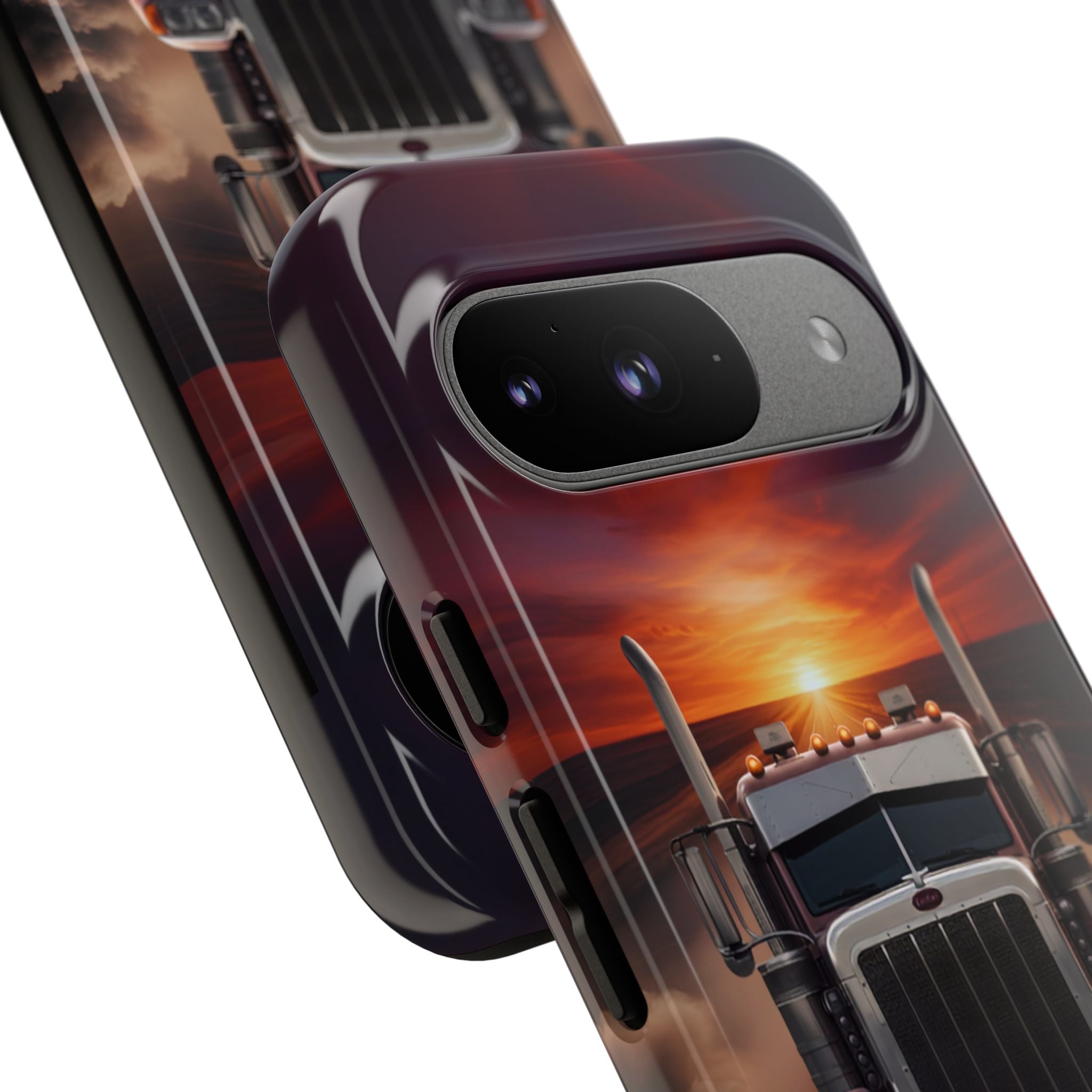 Truck Phone Case — "No Roads. No Limits." Sunset Semi Truck Protective Case