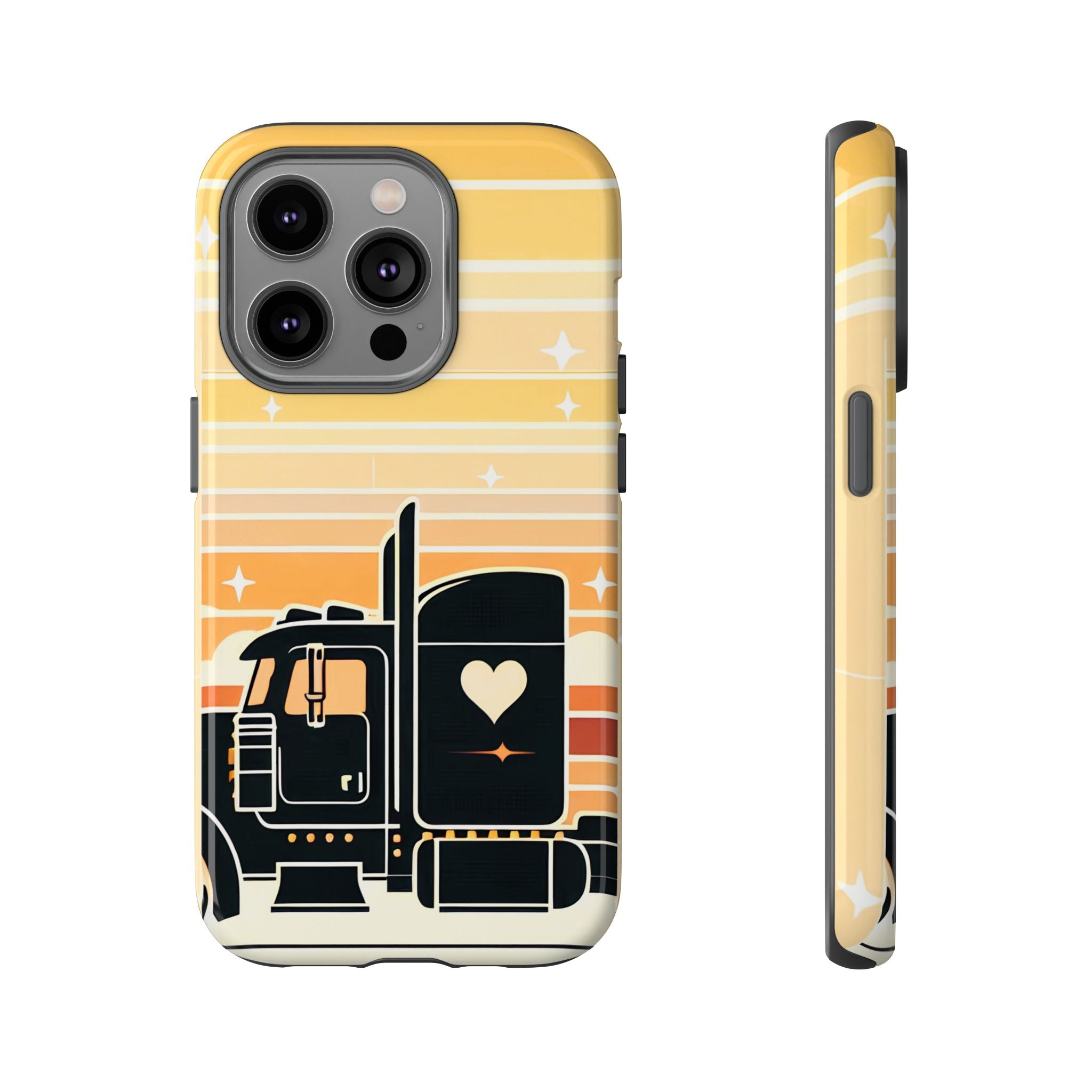 Trucker Heart Phone Case — Retro Semi Truck Protective Phone Cover