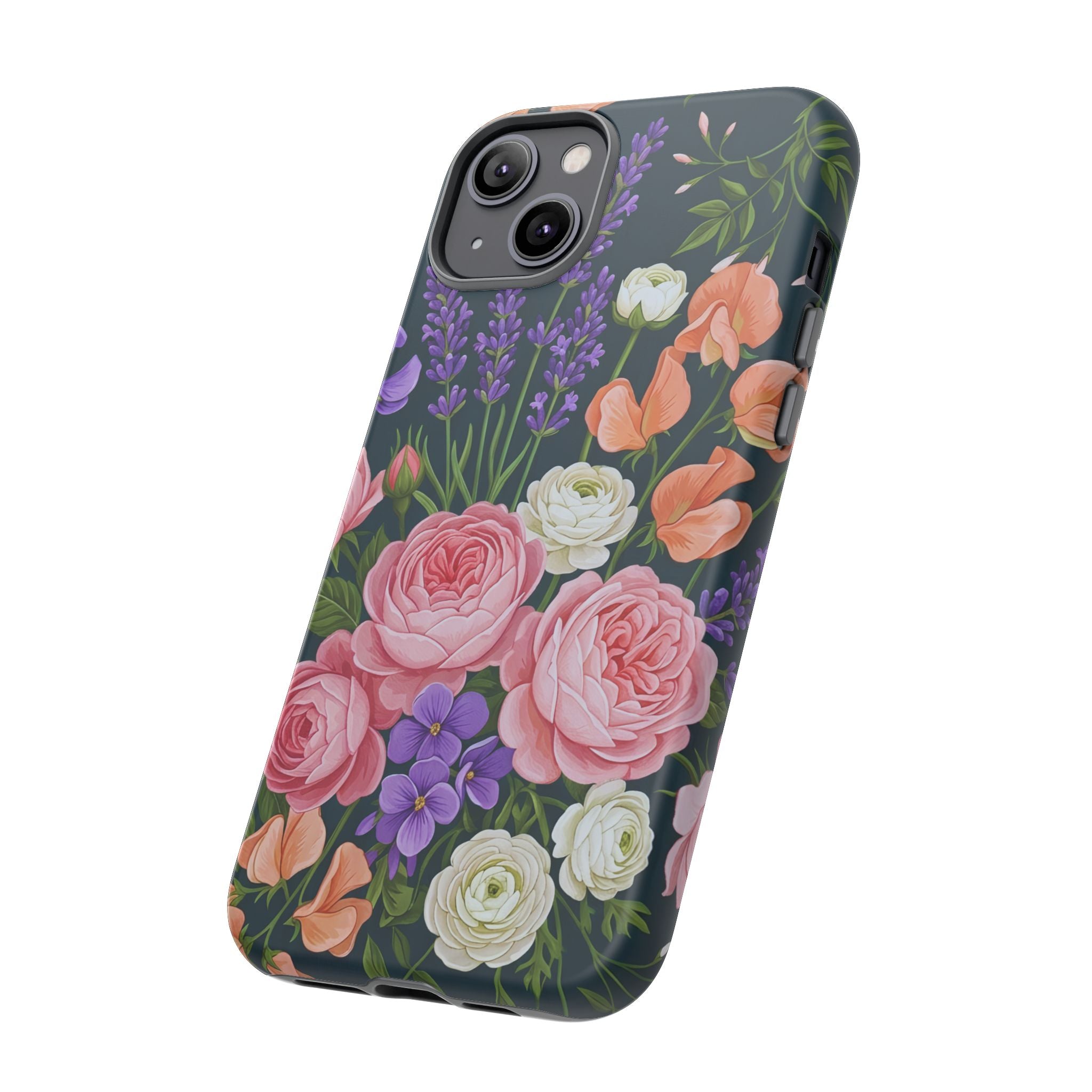 Floral Bouquet Phone Case — Vintage Roses & Lavender Protective Cover