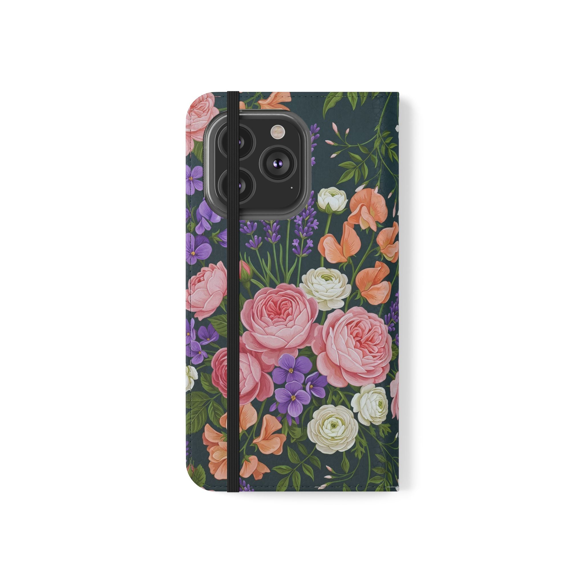 Floral Flip Phone Case -Wallet Cover with Card Slots