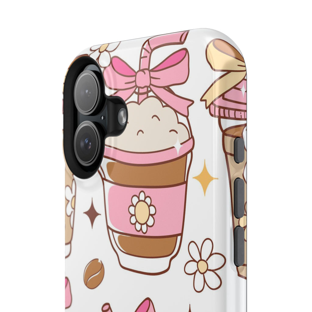 Cute Pink Coffee & Latte Pattern Impact Phone Case