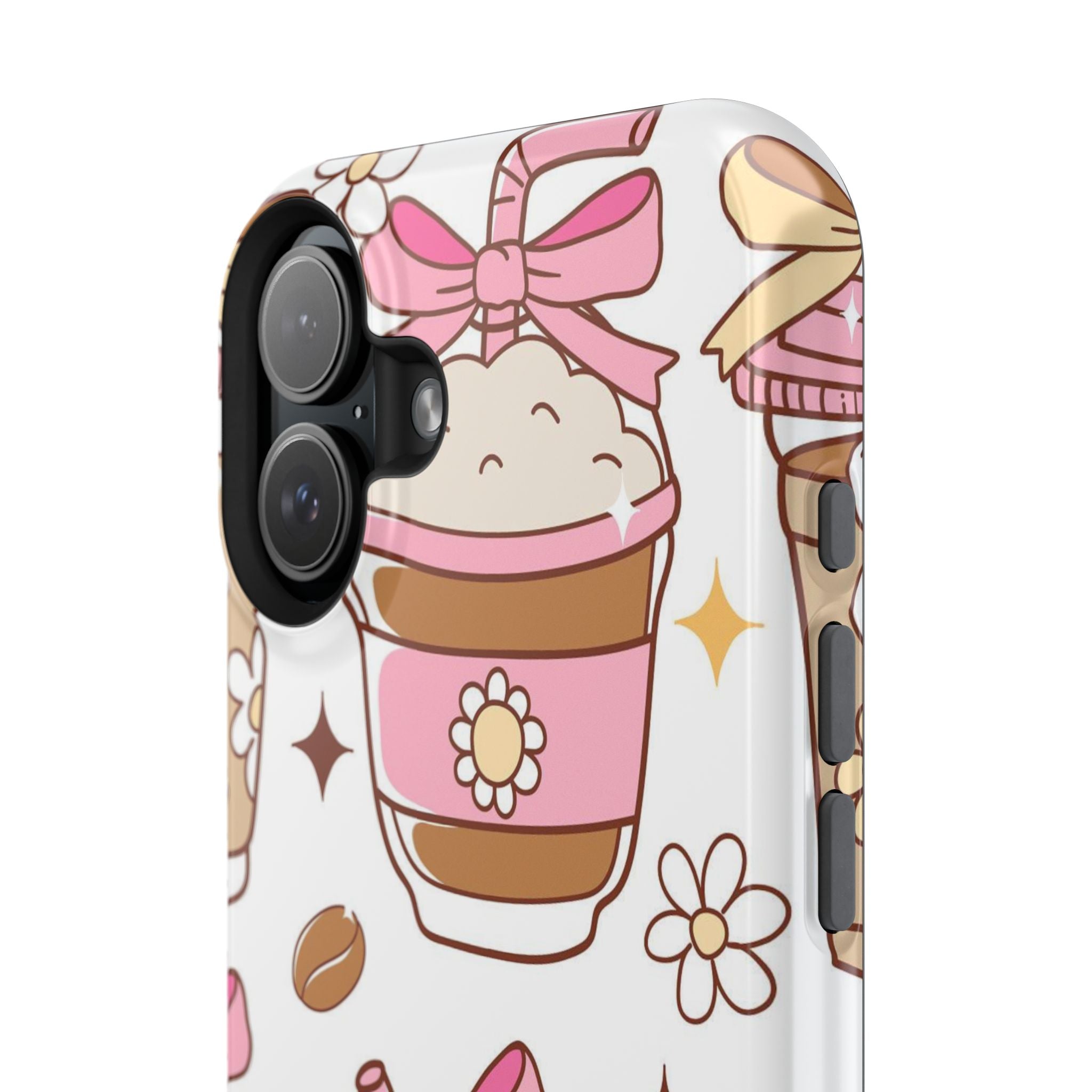 Cute Pink Coffee & Latte Pattern Impact Phone Case