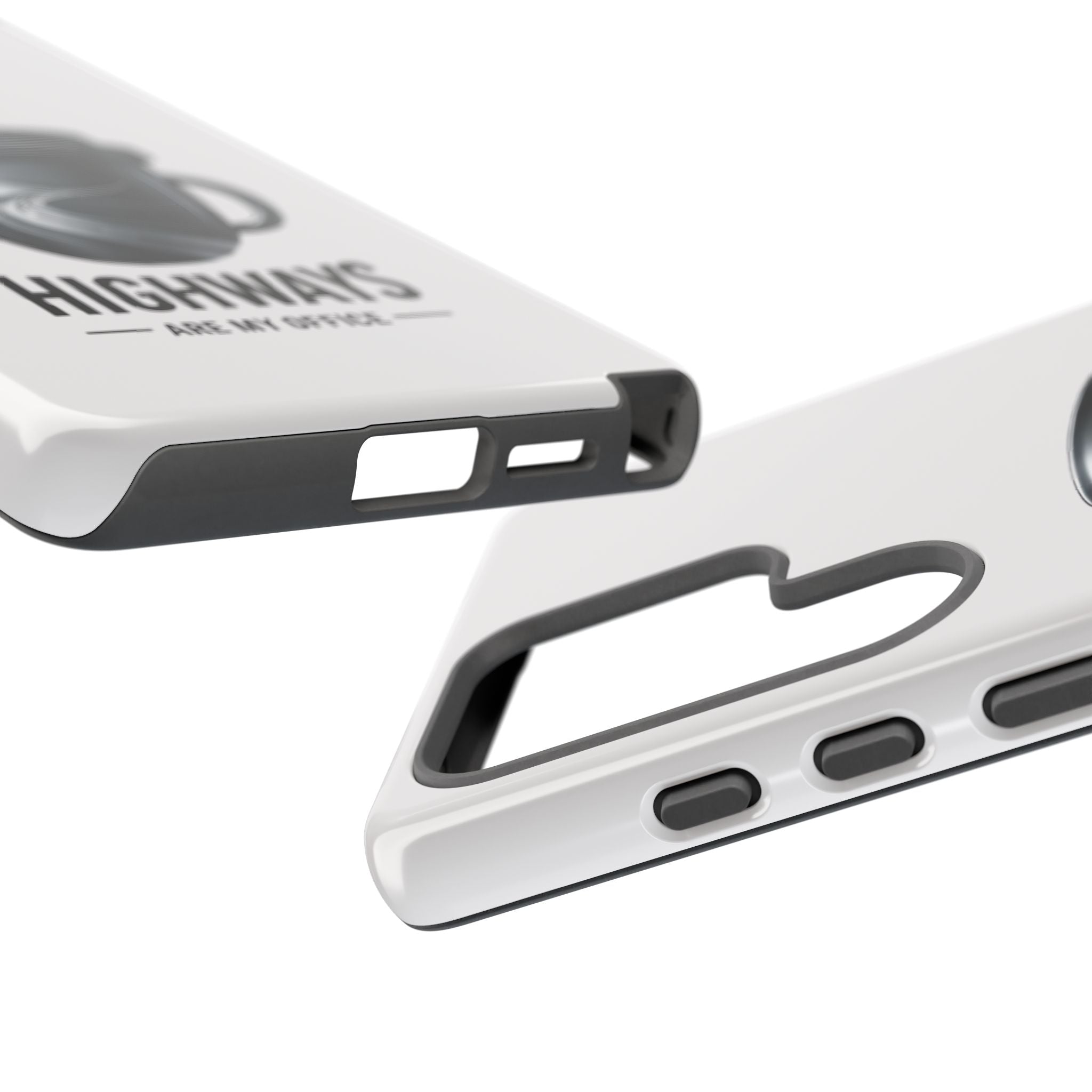 Hard Shell Phone Case — “Highways Are My Office” Travel Coffee Design