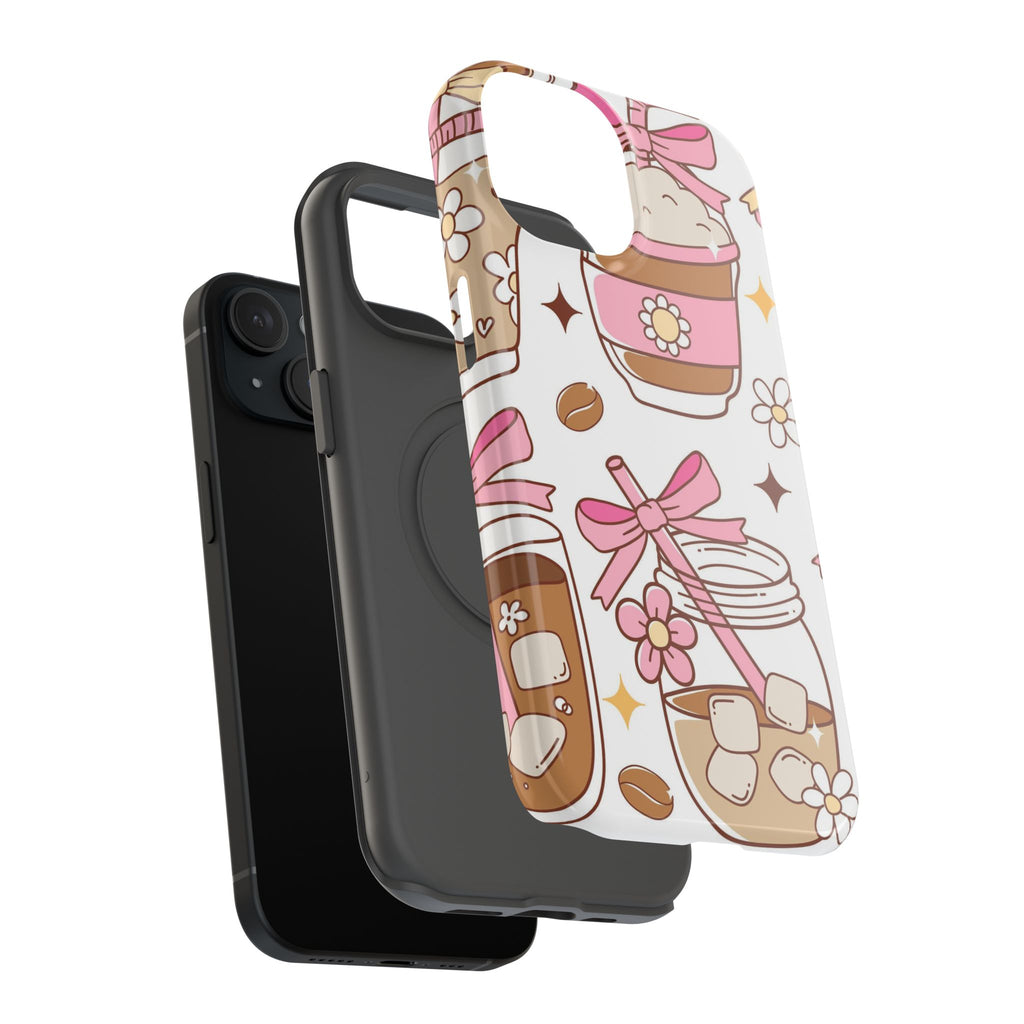 Cute Pink Coffee & Latte Pattern Impact Phone Case