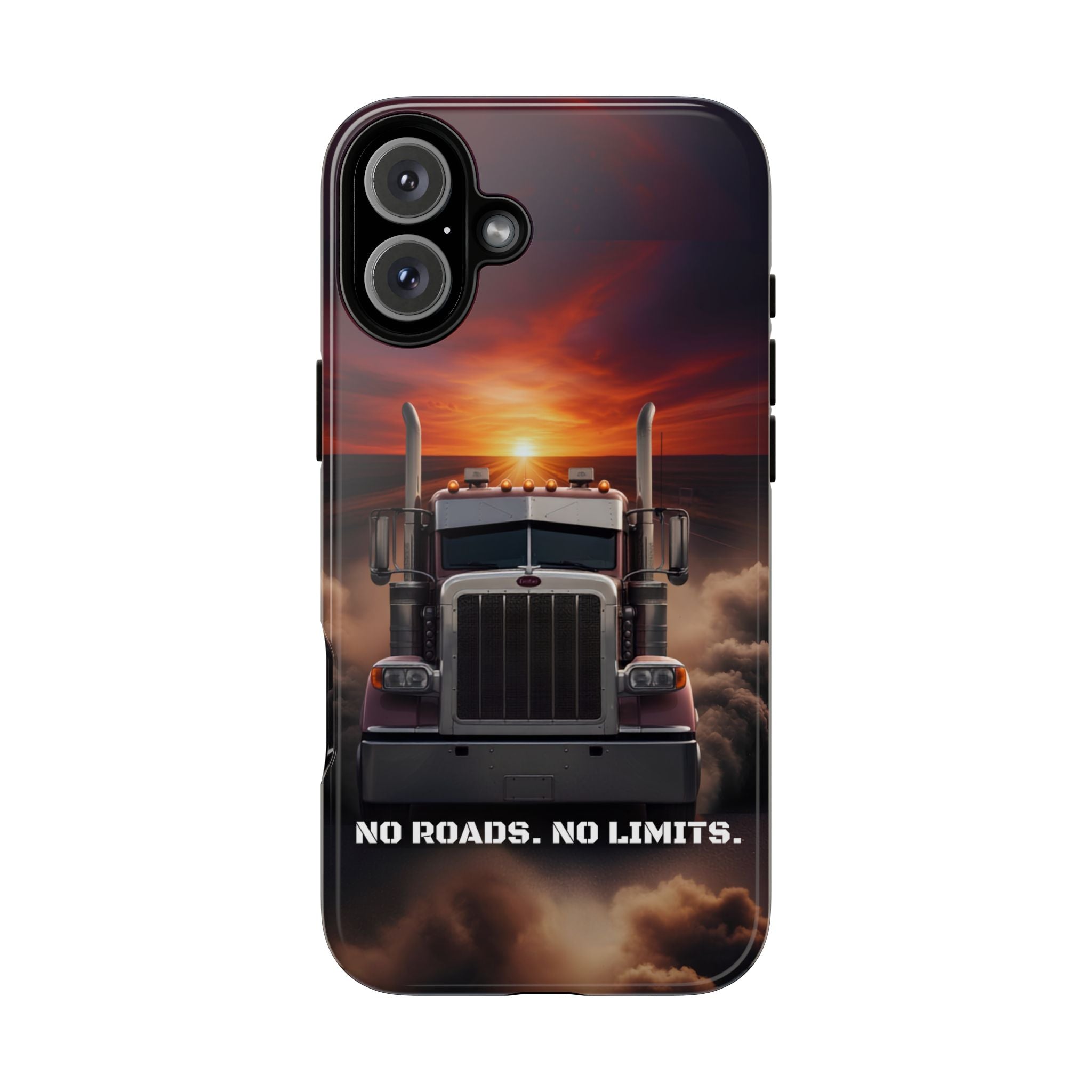 Truck Phone Case — "No Roads. No Limits." Sunset Semi Truck Protective Case