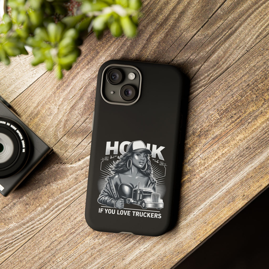 Phone Case — 'Honk' Trucker Girl Retro Semi Truck Protective Case
