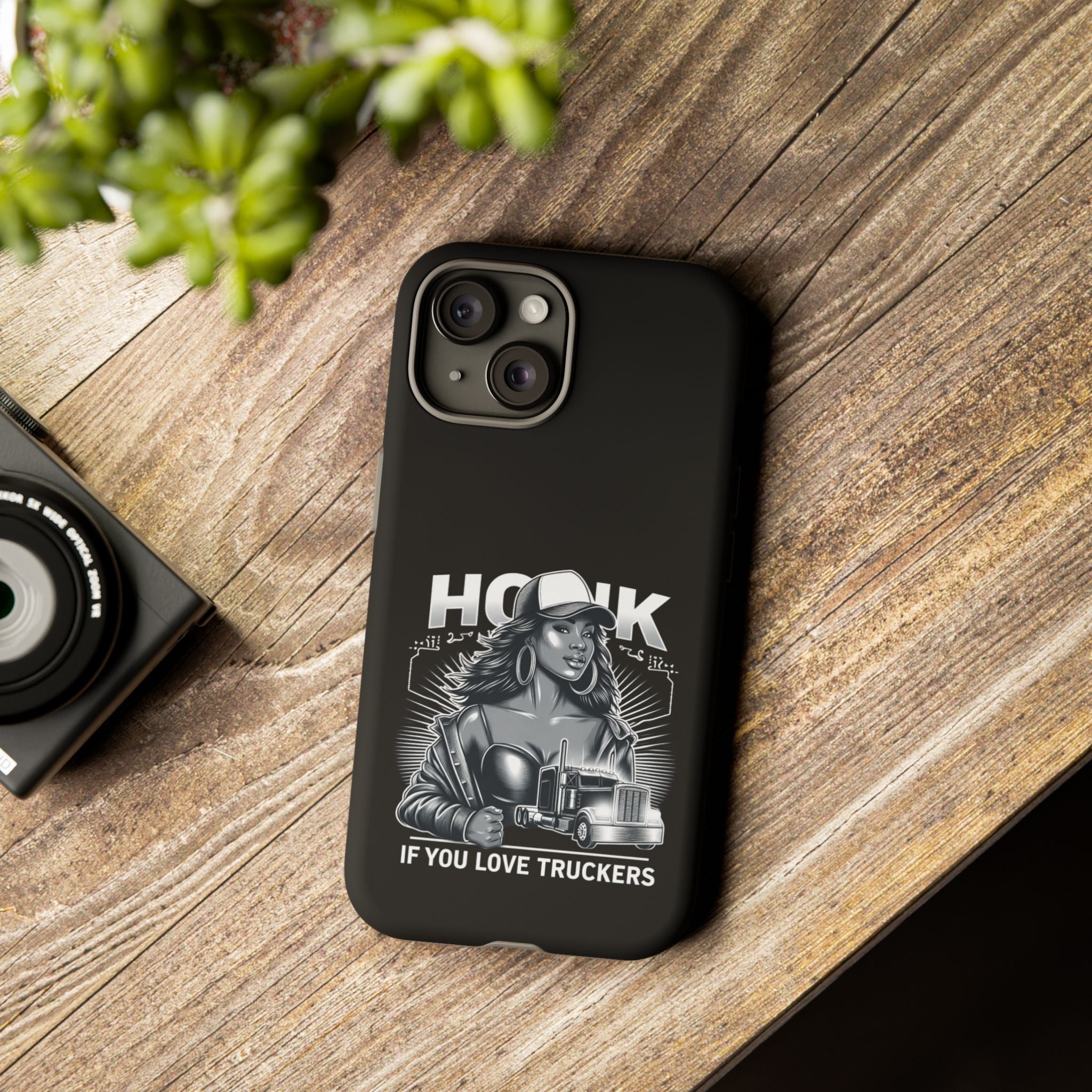 Phone Case — 'Honk' Trucker Girl Retro Semi Truck Protective Case