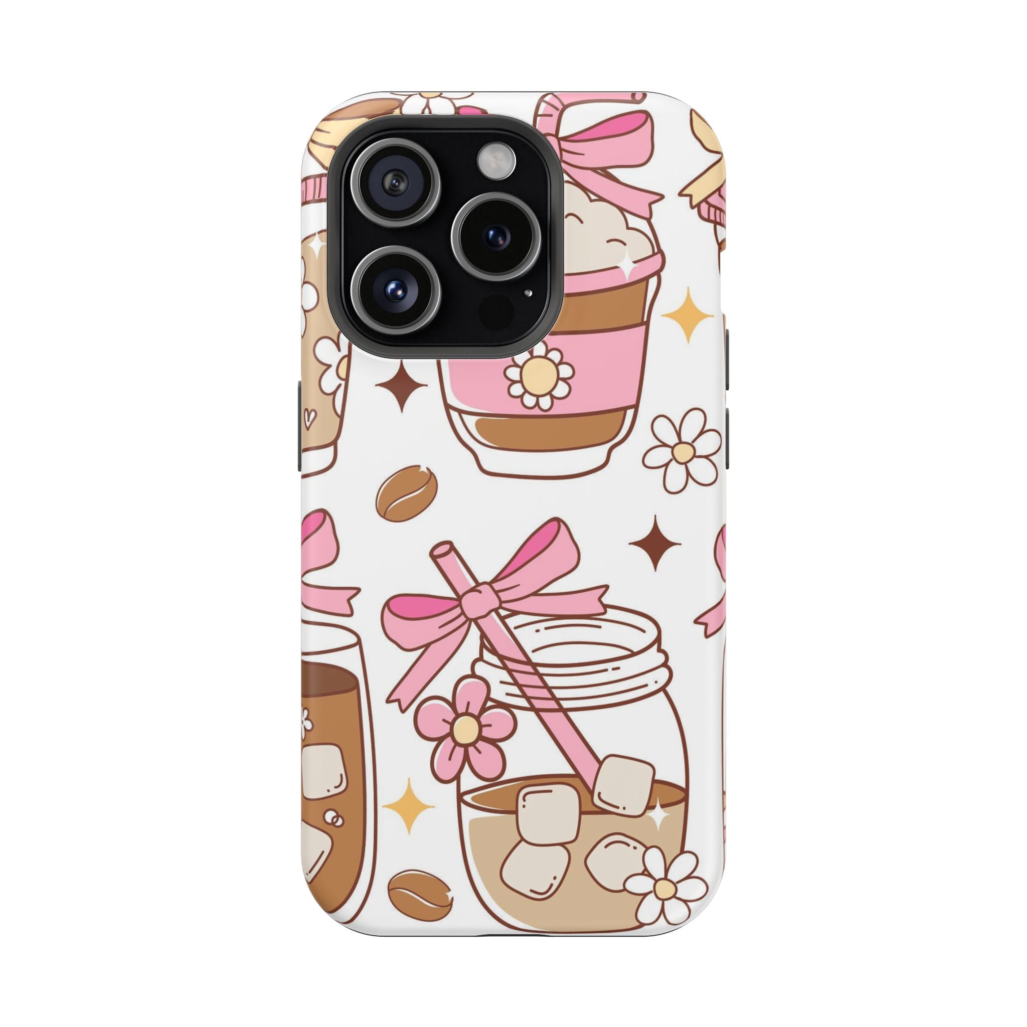 Cute Pink Coffee & Latte Pattern Impact Phone Case