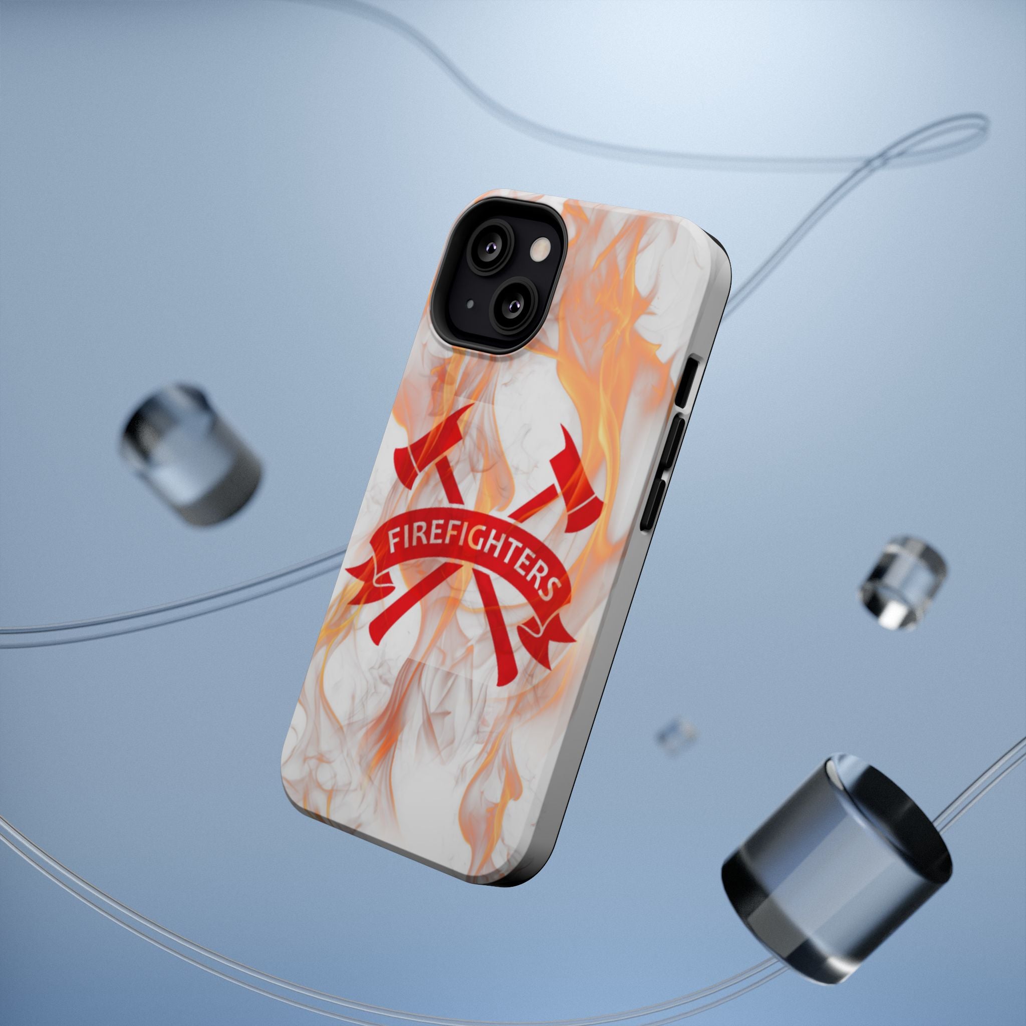 Firefighters Magnetic Impact-Resistant Phone Case — Flame Design with Maltese Cross